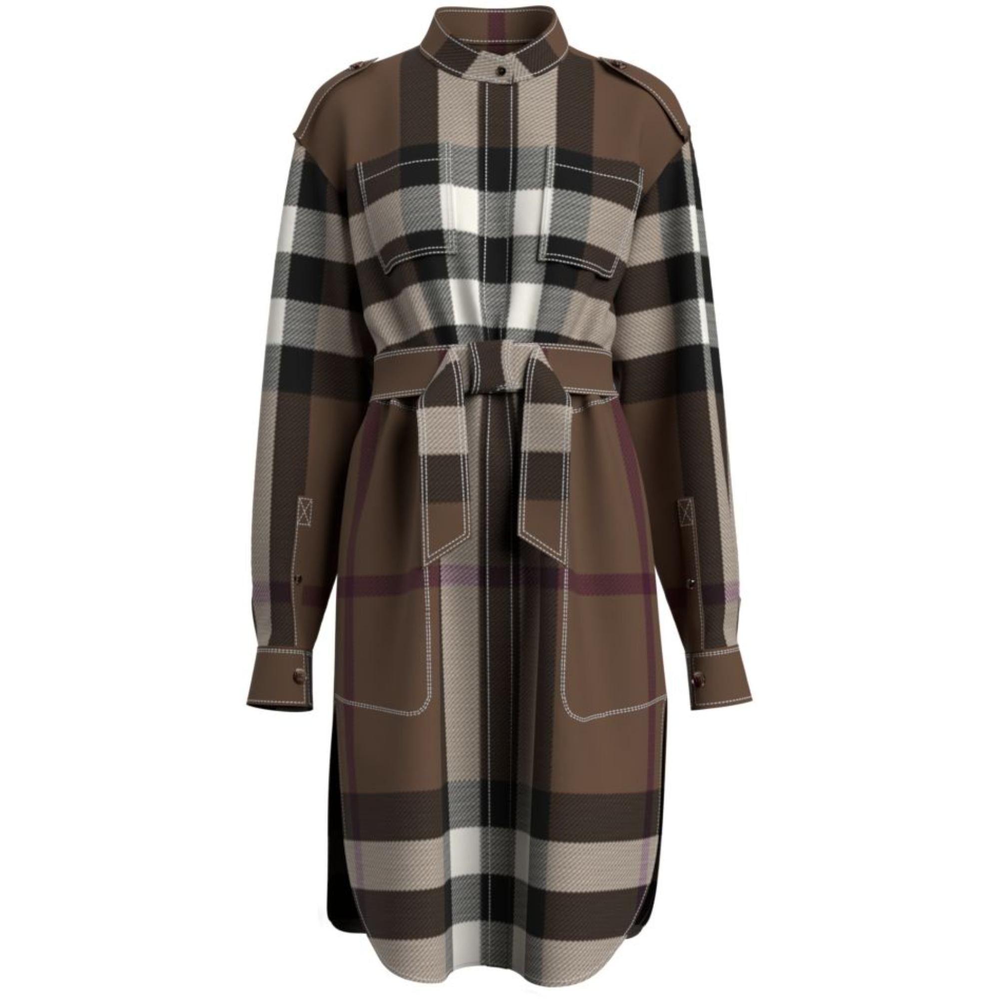 체크 코튼 포플린 타이 웨이스트 셔츠 드레스