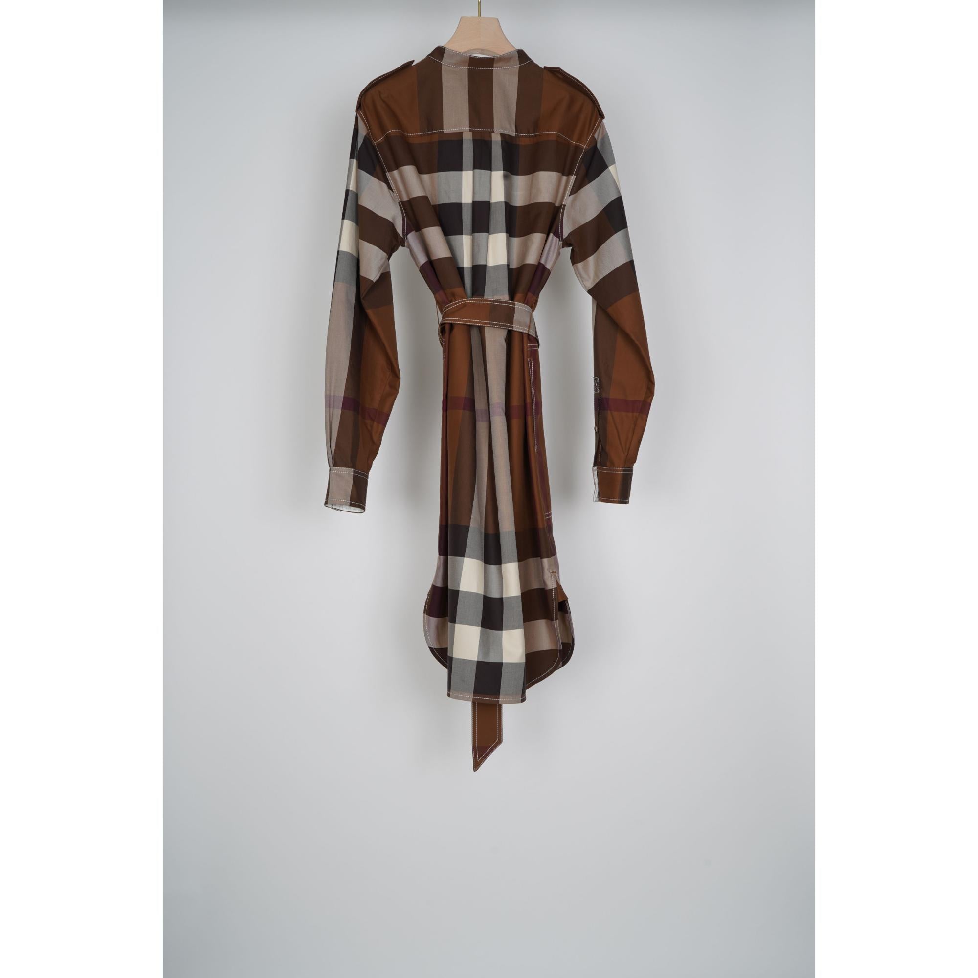 체크 코튼 포플린 타이 웨이스트 셔츠 드레스