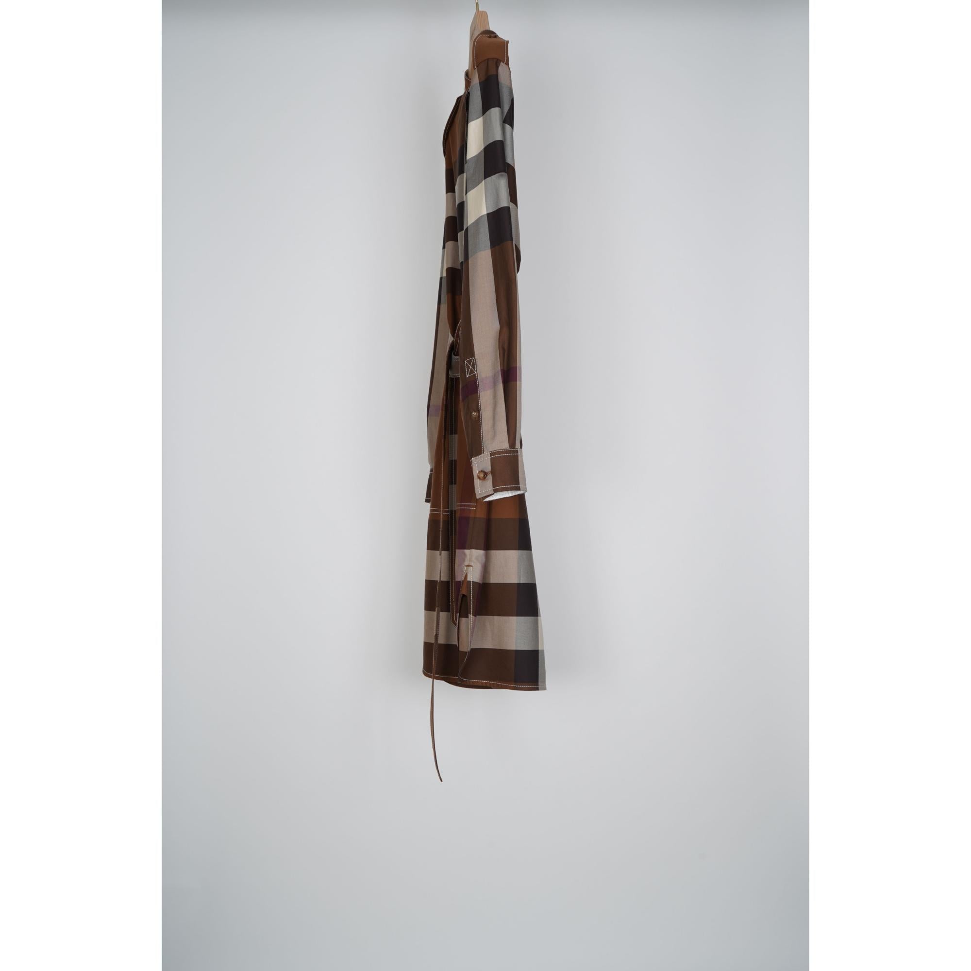 체크 코튼 포플린 타이 웨이스트 셔츠 드레스