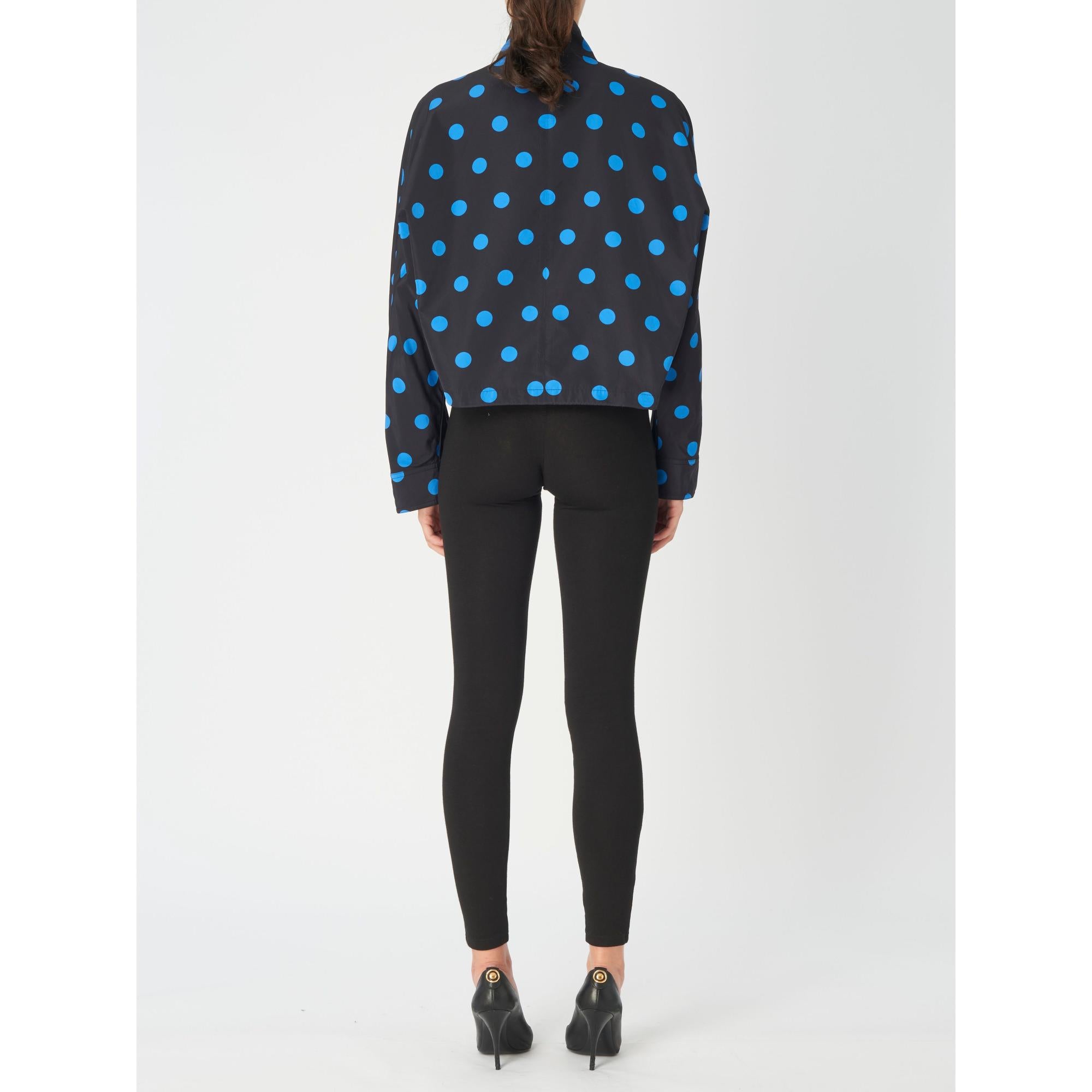 폴카 도트 나일론 자카드 퍼넬넥 재킷