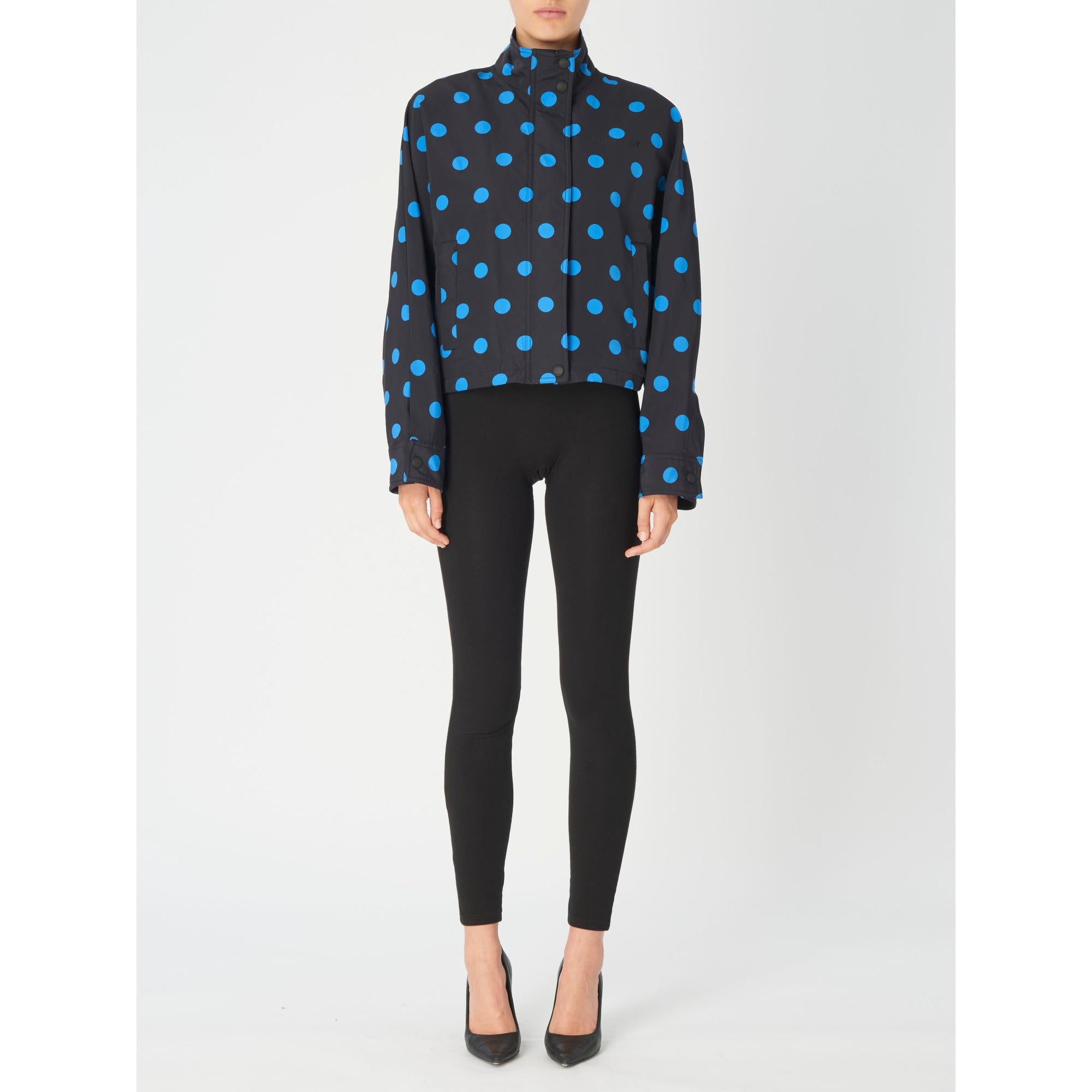 폴카 도트 나일론 자카드 퍼넬넥 재킷