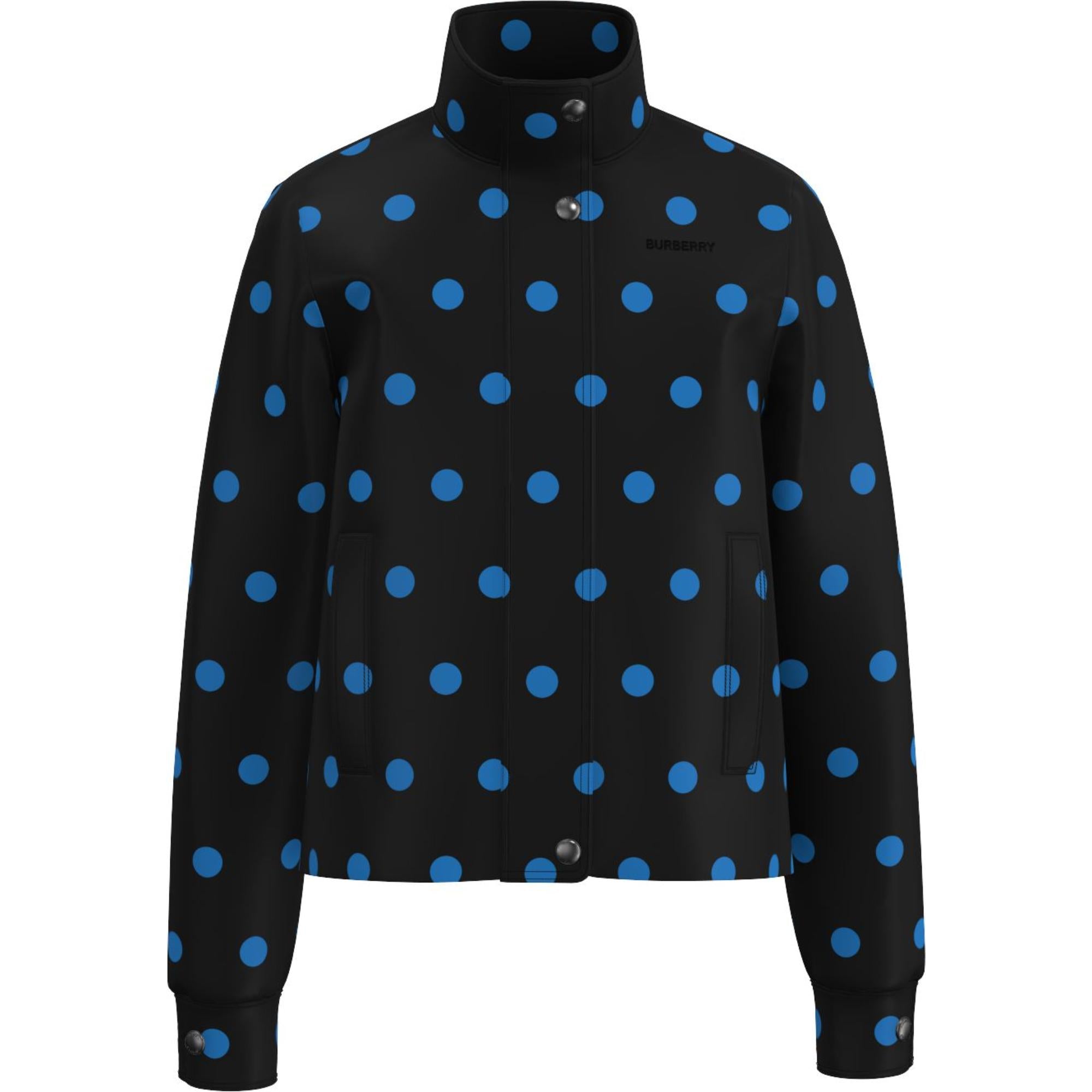 폴카 도트 나일론 자카드 퍼넬넥 재킷