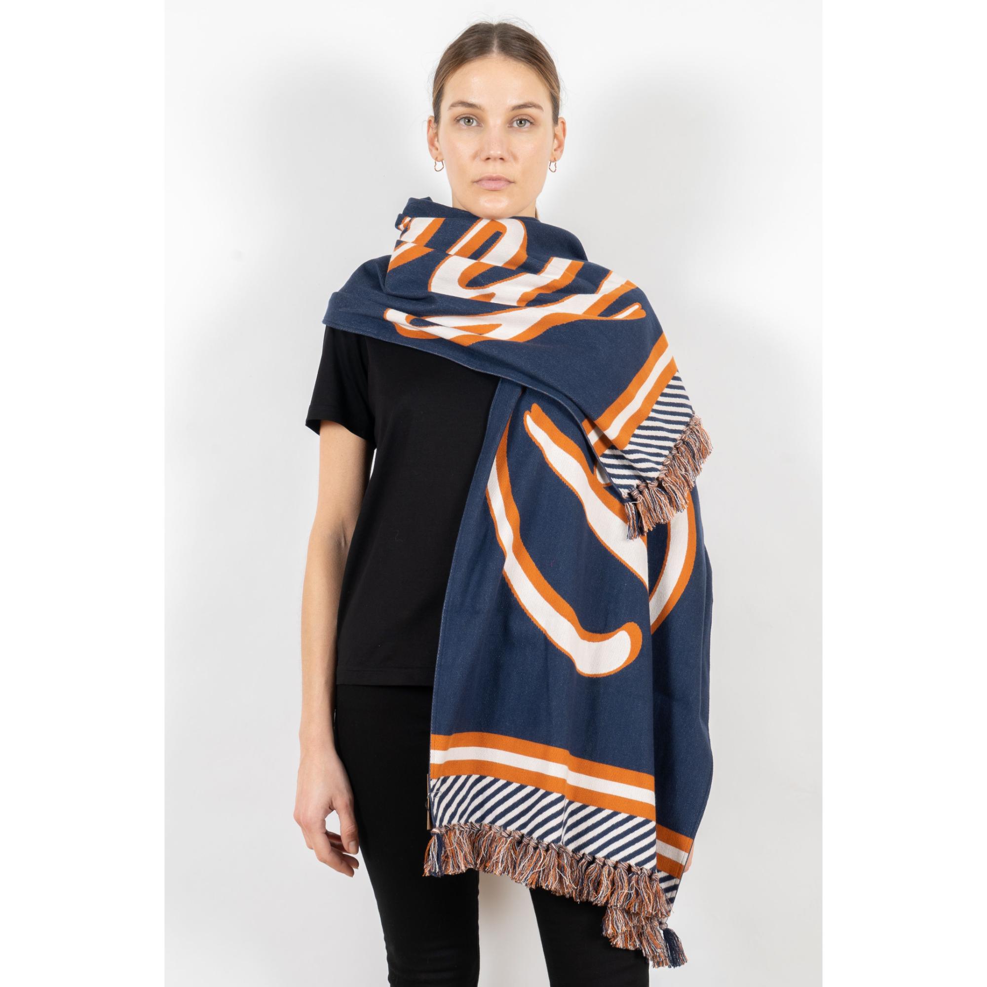 로고 스크립트 디테일 코튼 스카프