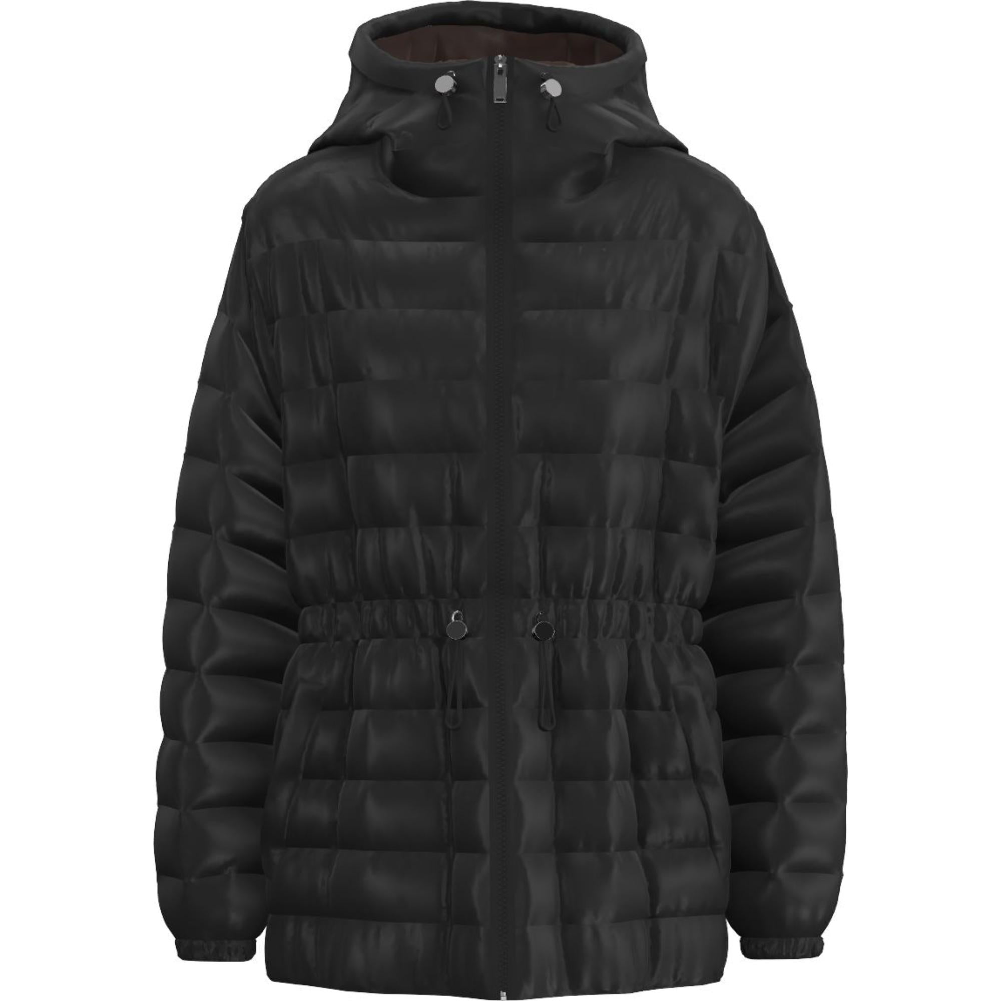 로고 아플리케 나일론 후드 퍼퍼 재킷