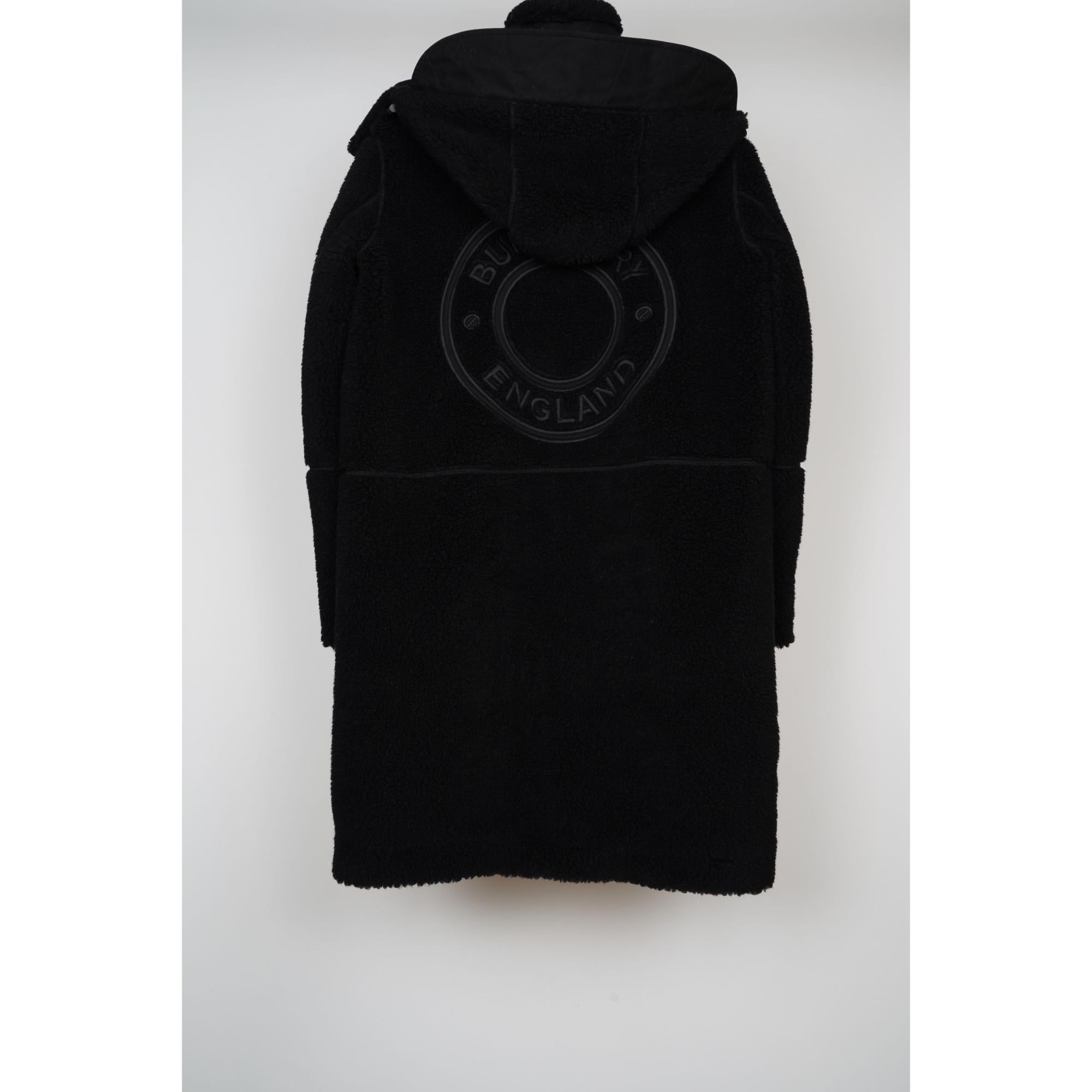 로고 그래픽 울 캐시미어 블렌드 플리스 코트