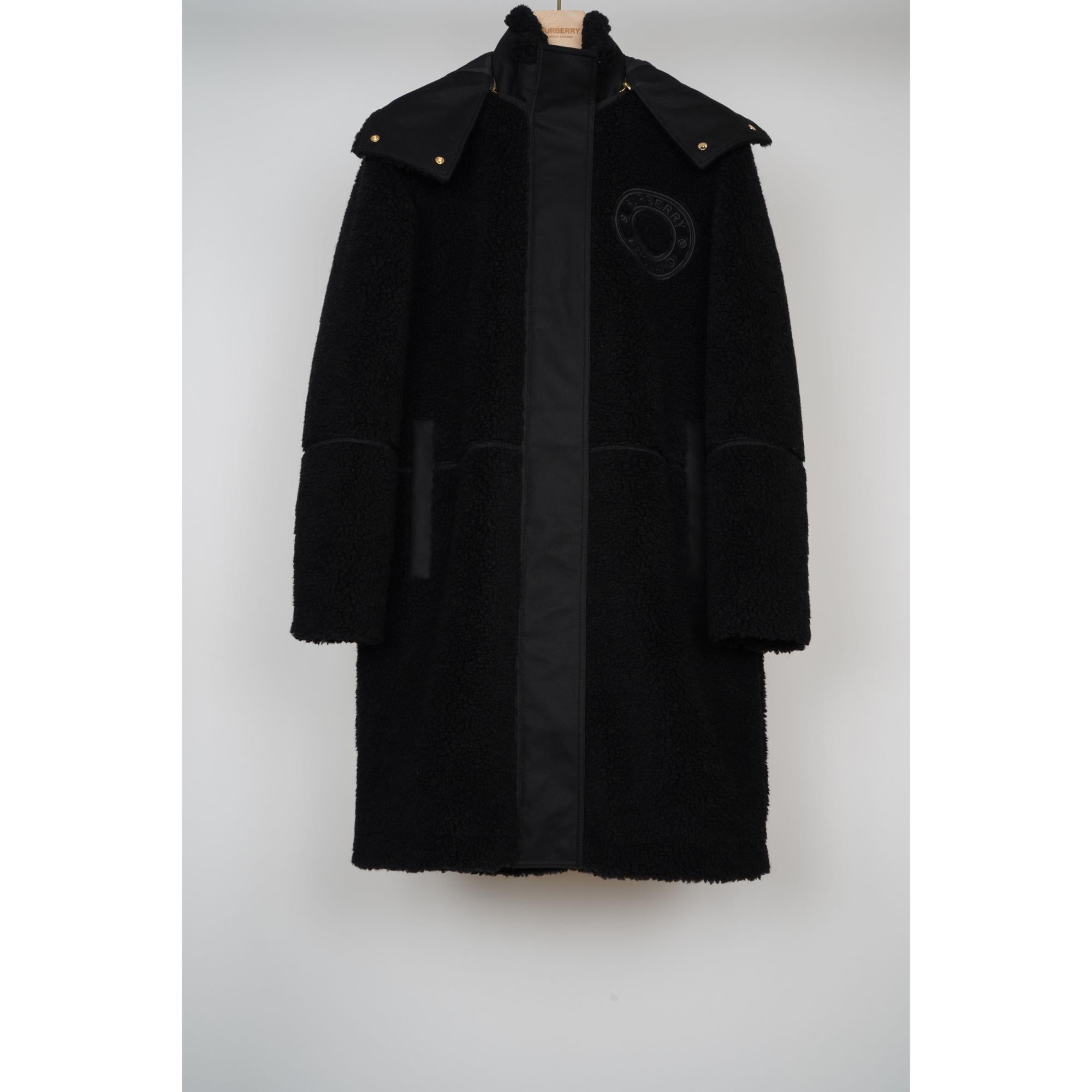 로고 그래픽 울 캐시미어 블렌드 플리스 코트