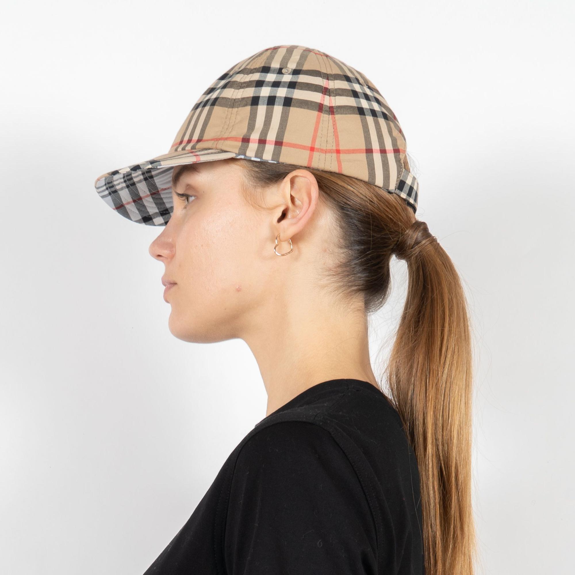 리버시블 빈티지 체크 코튼 야구 모자