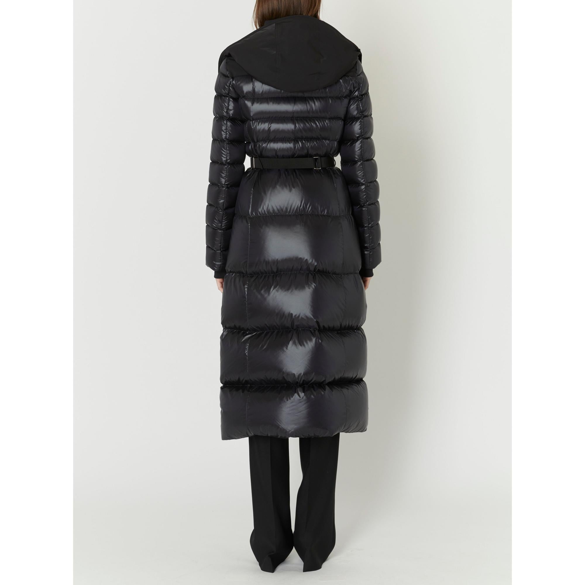 컨트라스트 후드 나일론 퍼퍼 코트