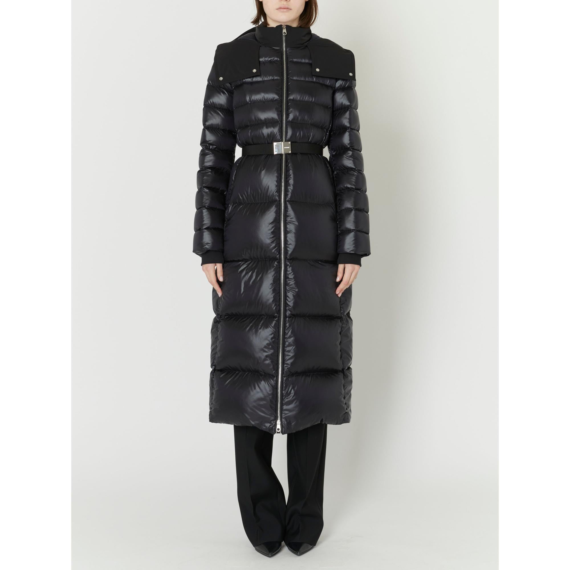 컨트라스트 후드 나일론 퍼퍼 코트