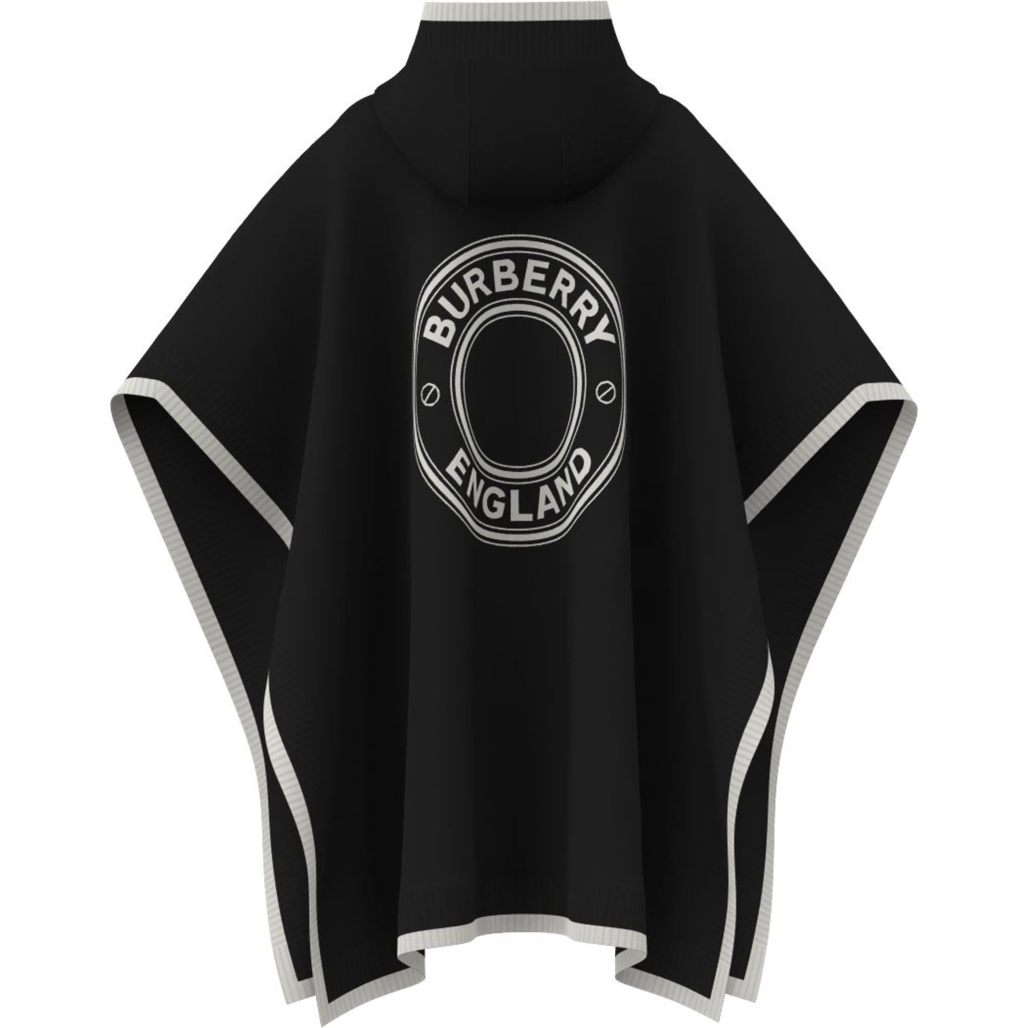 로고 그래픽 울 캐시미어 자카드 후드 케이프