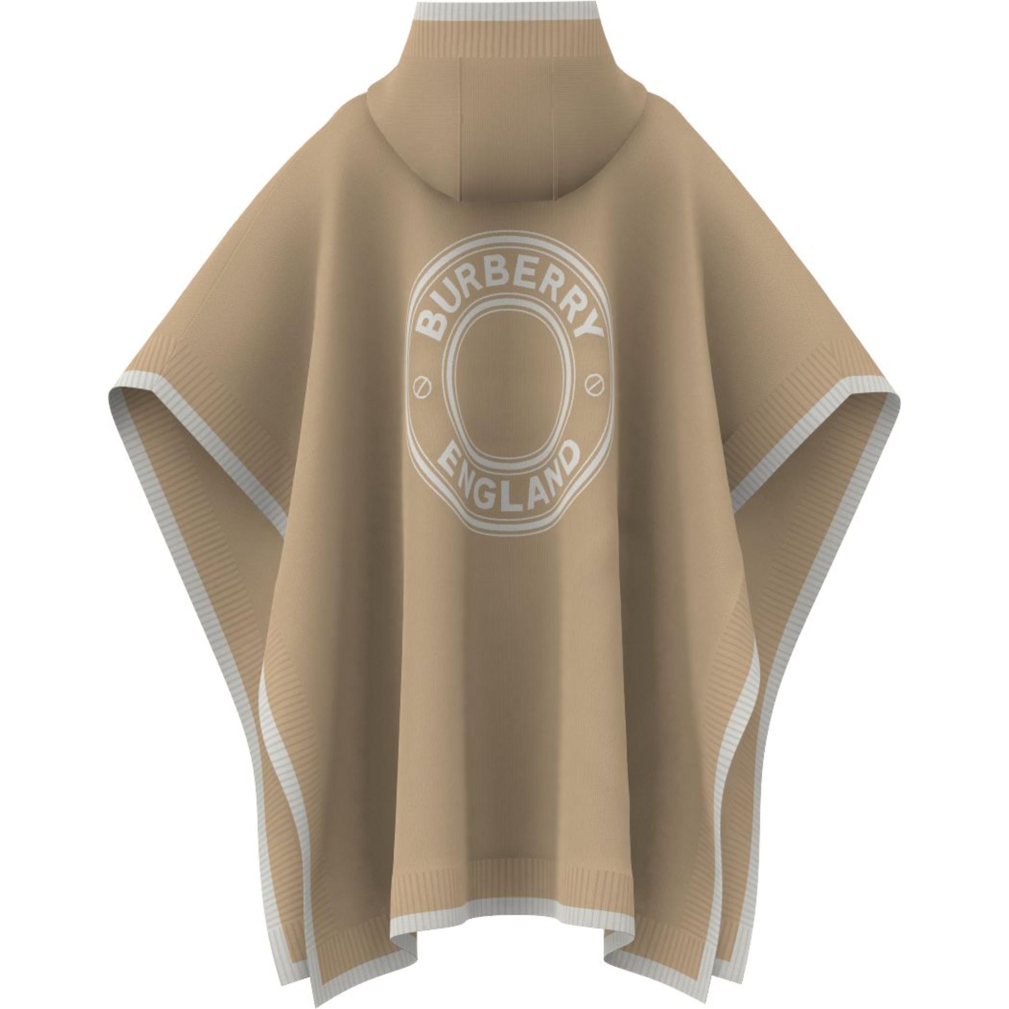 로고 그래픽 울 캐시미어 자카드 후드 케이프