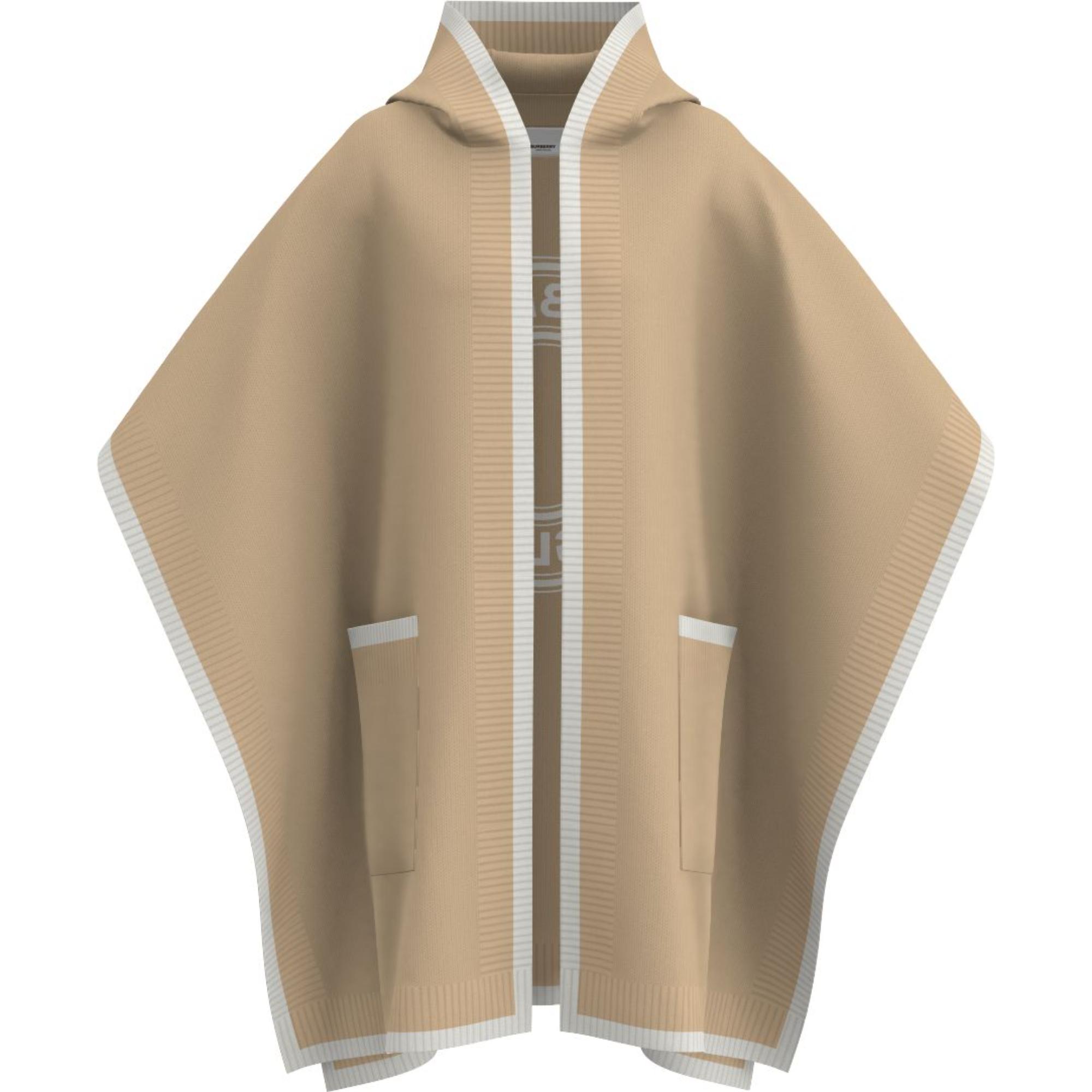 로고 그래픽 울 캐시미어 자카드 후드 케이프