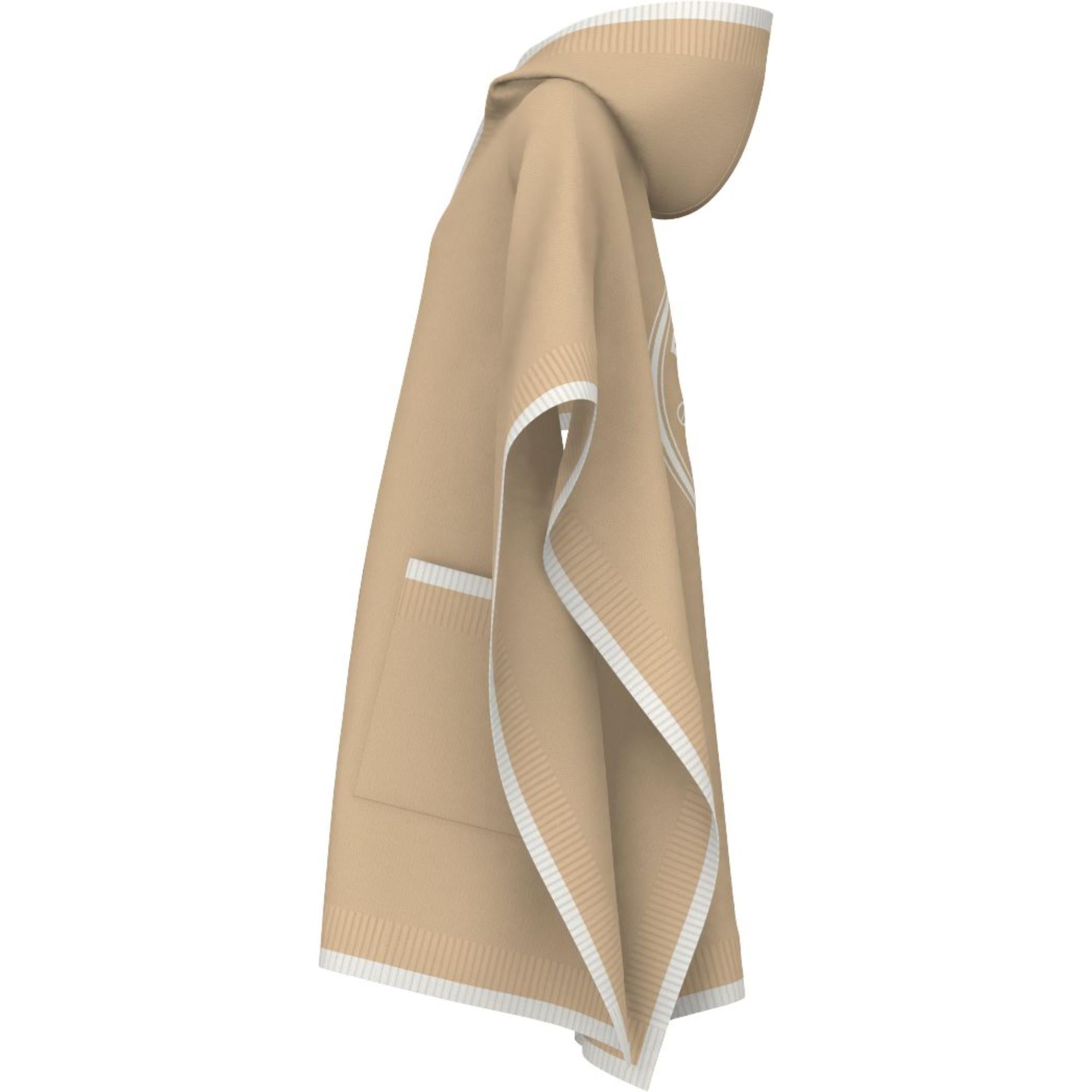 로고 그래픽 울 캐시미어 자카드 후드 케이프