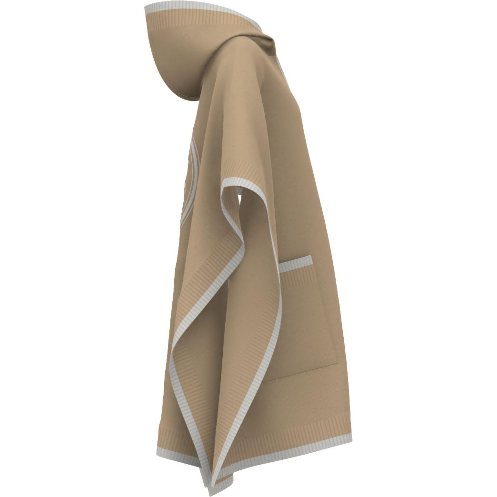 로고 그래픽 울 캐시미어 자카드 후드 케이프