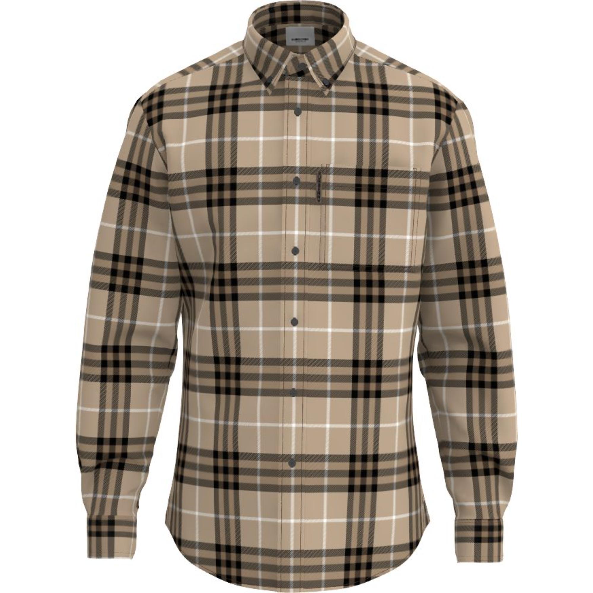 버튼 다운 칼라 체크 코튼 셔츠