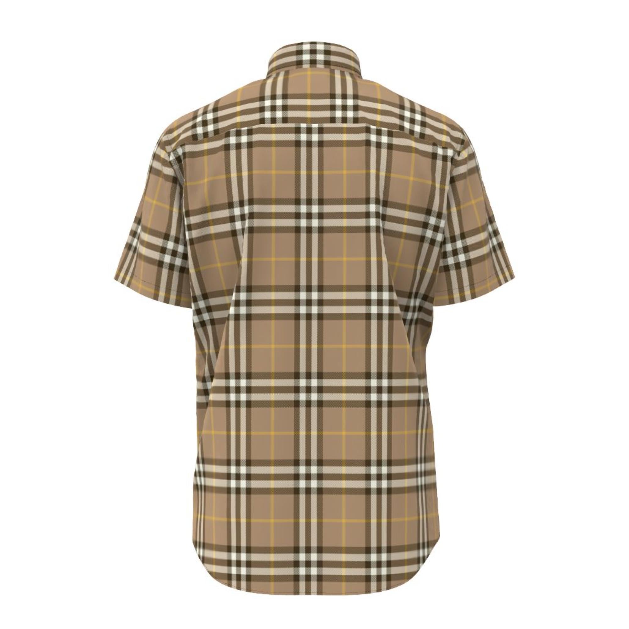 쇼트 슬리브 체크 코튼 셔츠