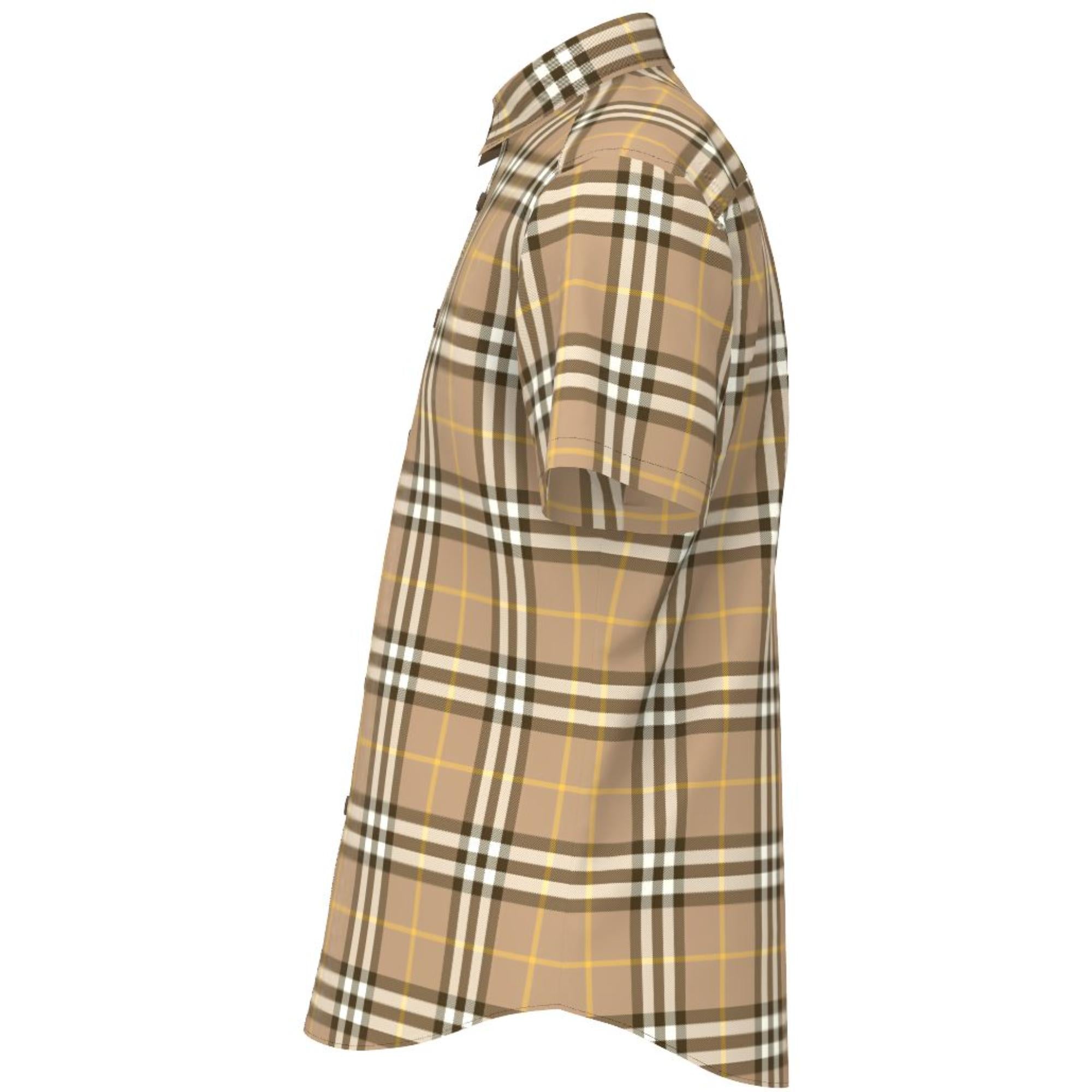 쇼트 슬리브 체크 코튼 셔츠