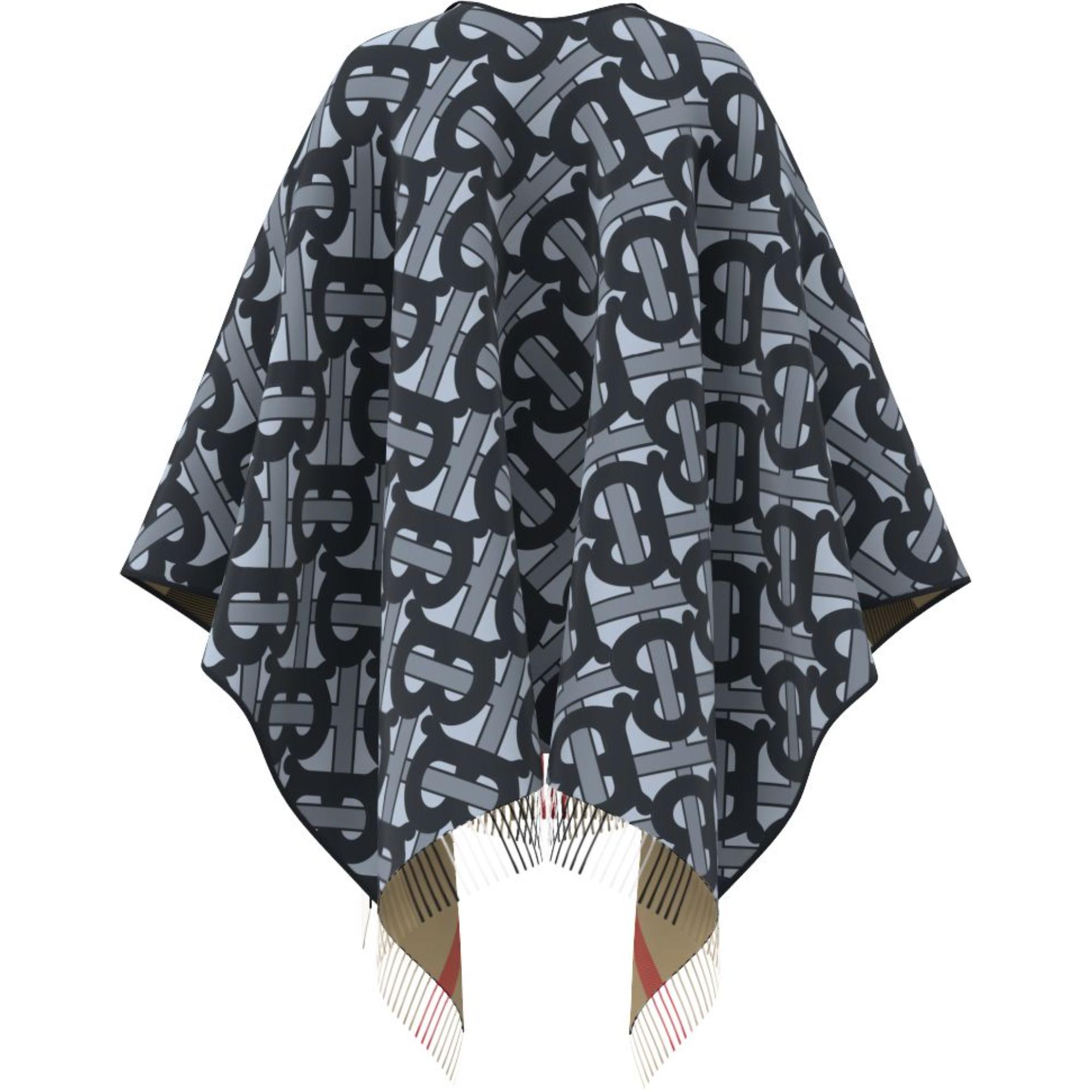 모노그램 울 캐시미어 자카드 케이프