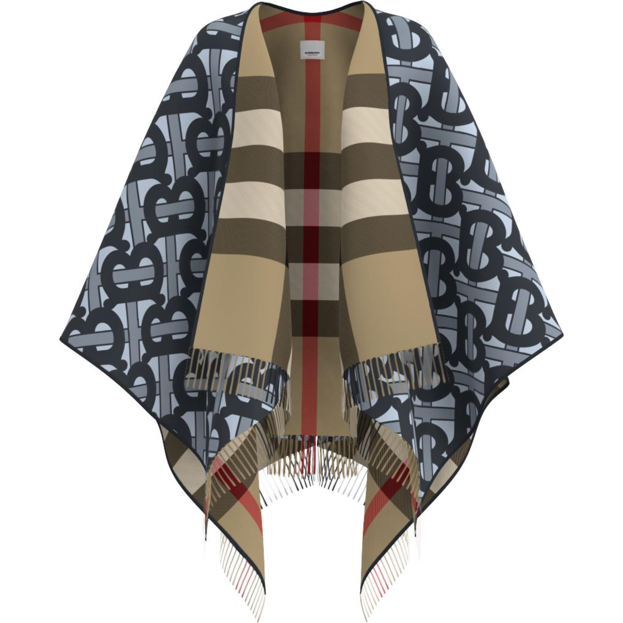 모노그램 울 캐시미어 자카드 케이프