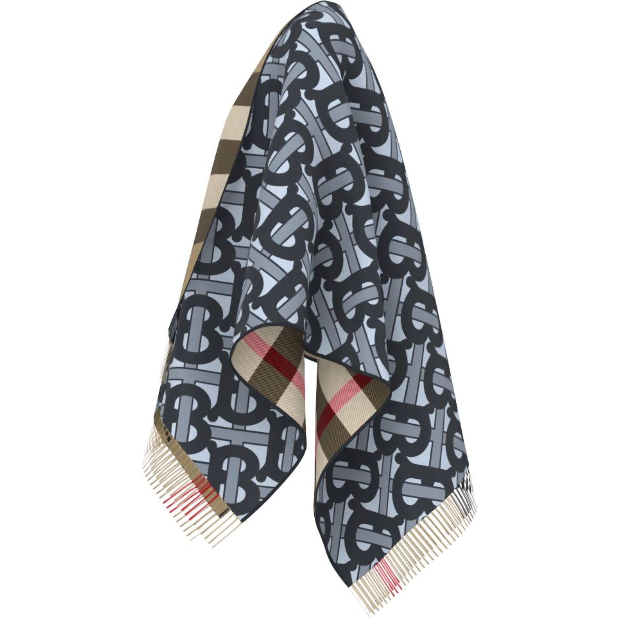 모노그램 울 캐시미어 자카드 케이프