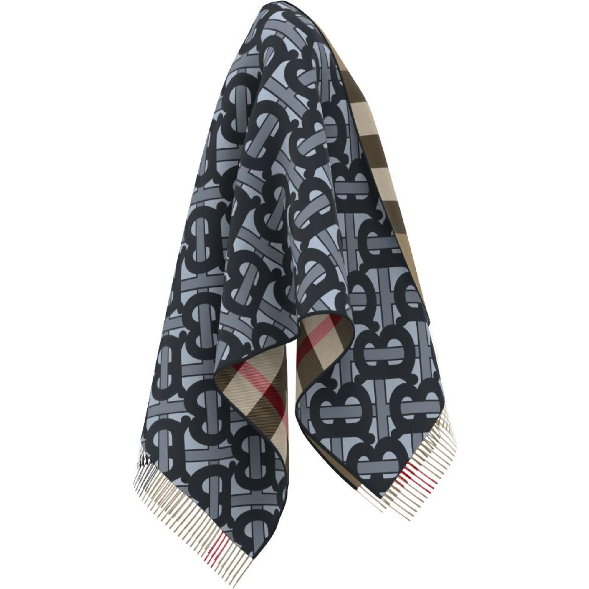 모노그램 울 캐시미어 자카드 케이프