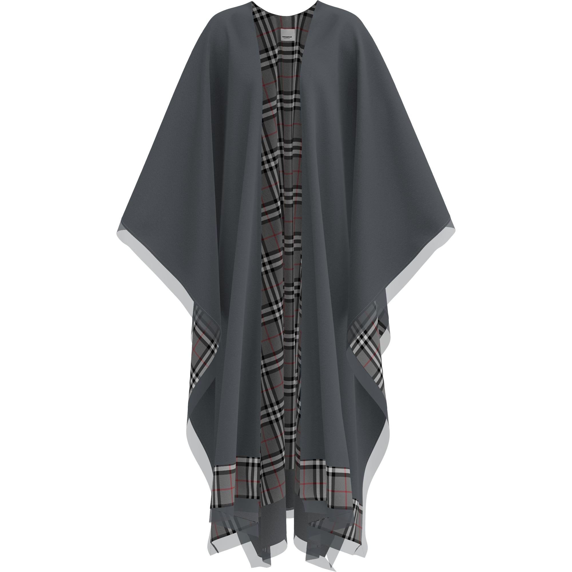 리버시블 체크 울 캐시미어 케이프