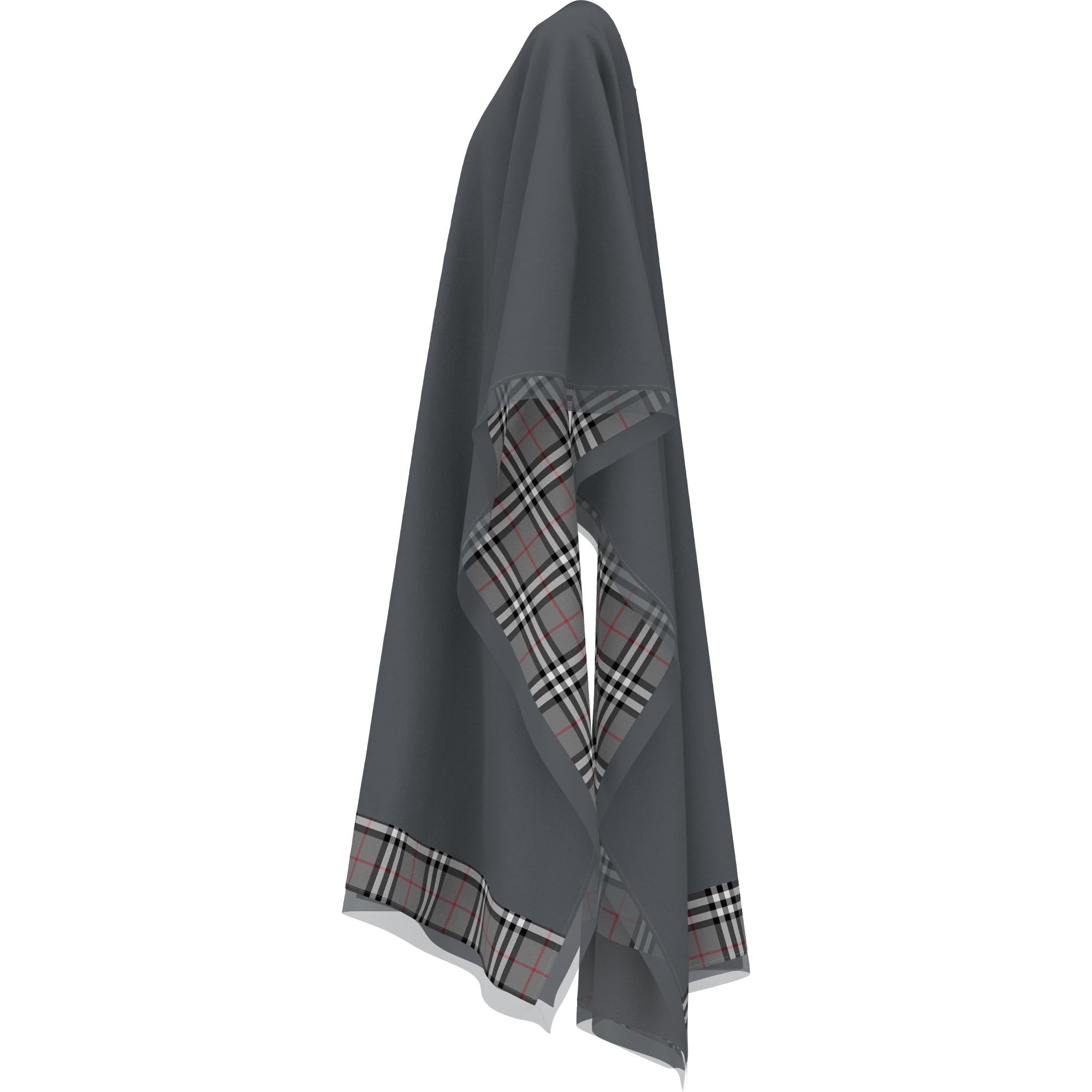 리버시블 체크 울 캐시미어 케이프