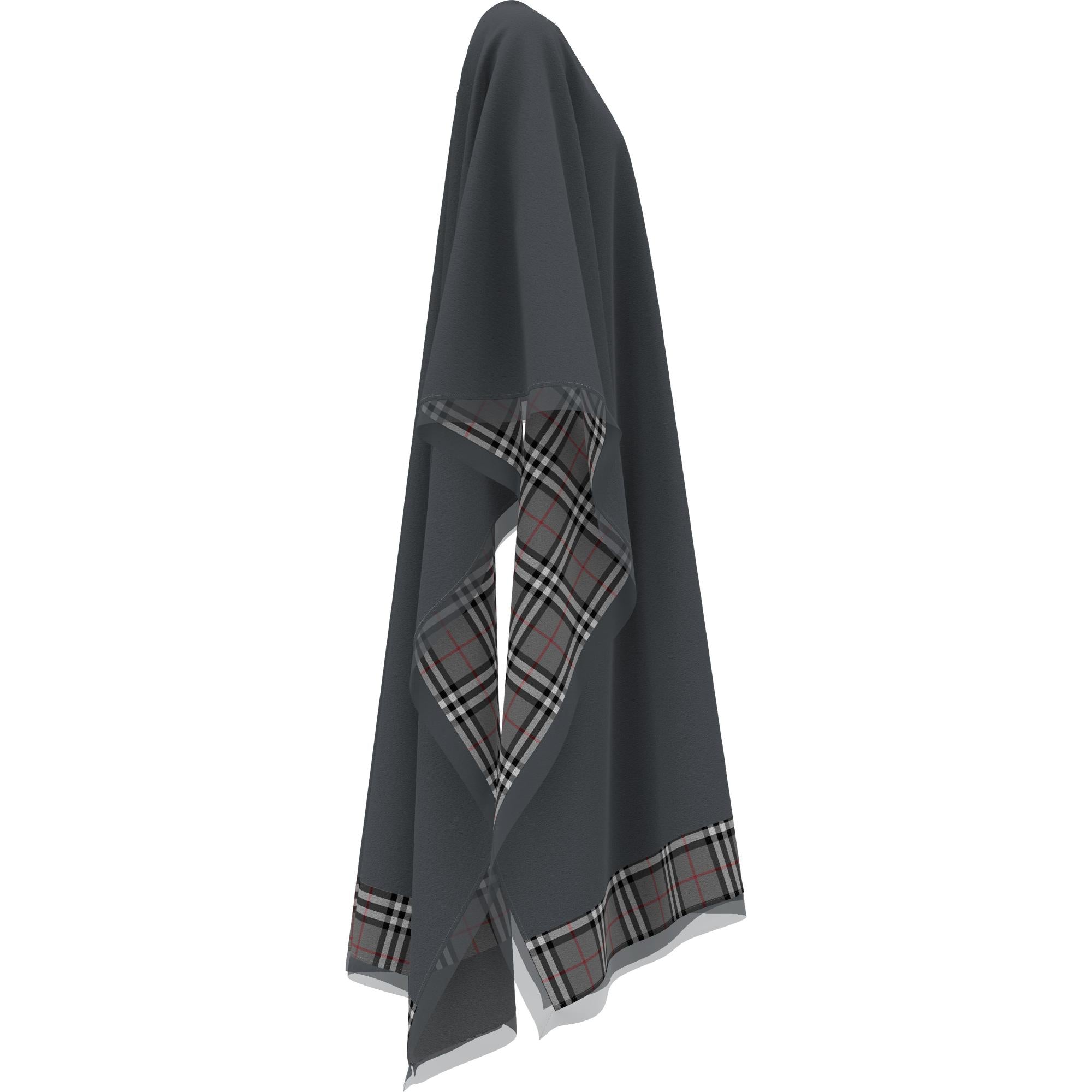 리버시블 체크 울 캐시미어 케이프