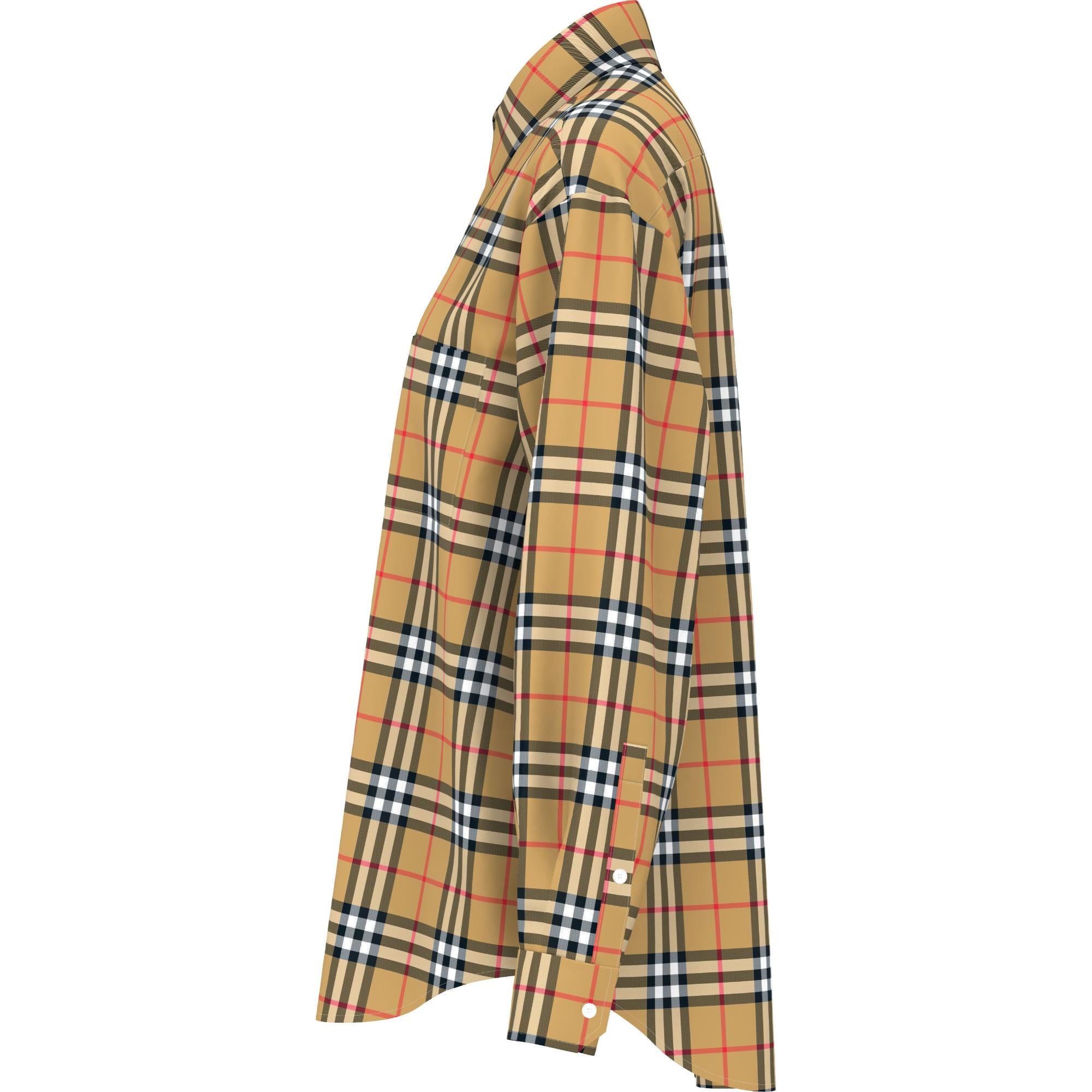 빈티지 체크 코튼 오버사이즈 셔츠