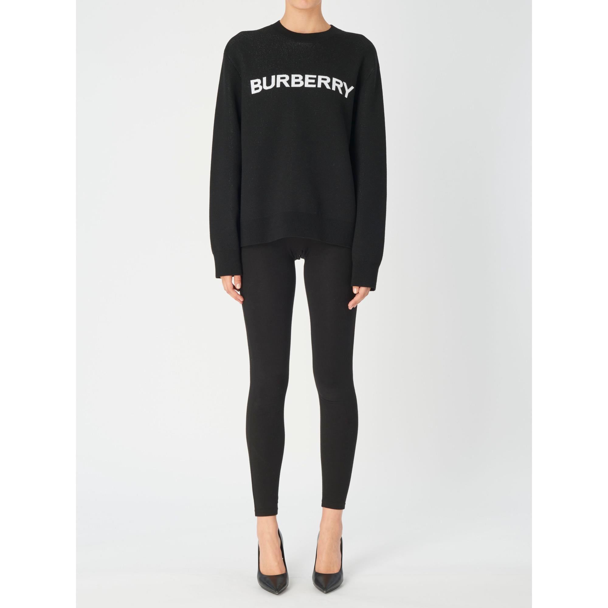 로고 울 코튼 자카드 오버사이즈 스웨터