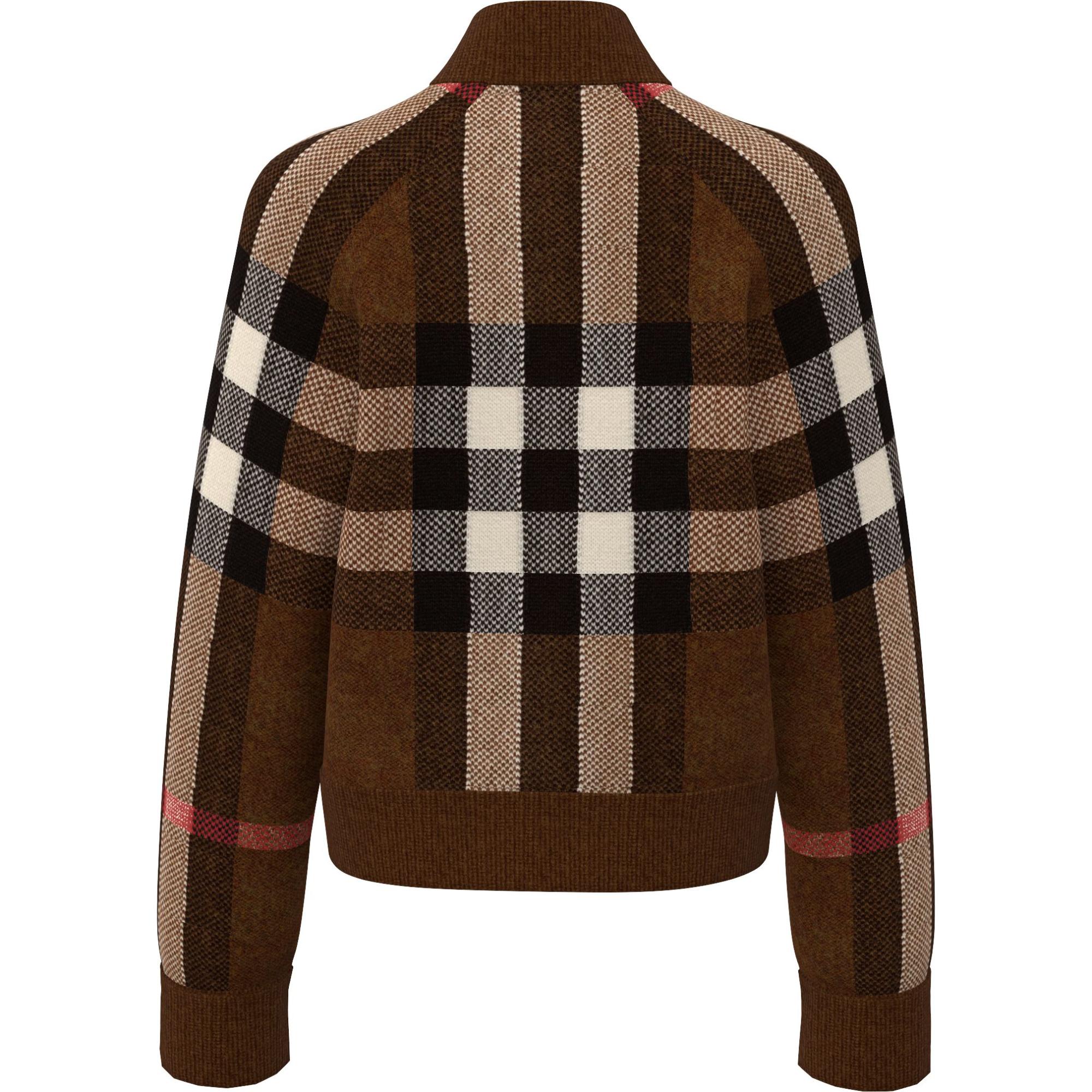 체크 인타르시아 울 캐시미어 보머 재킷