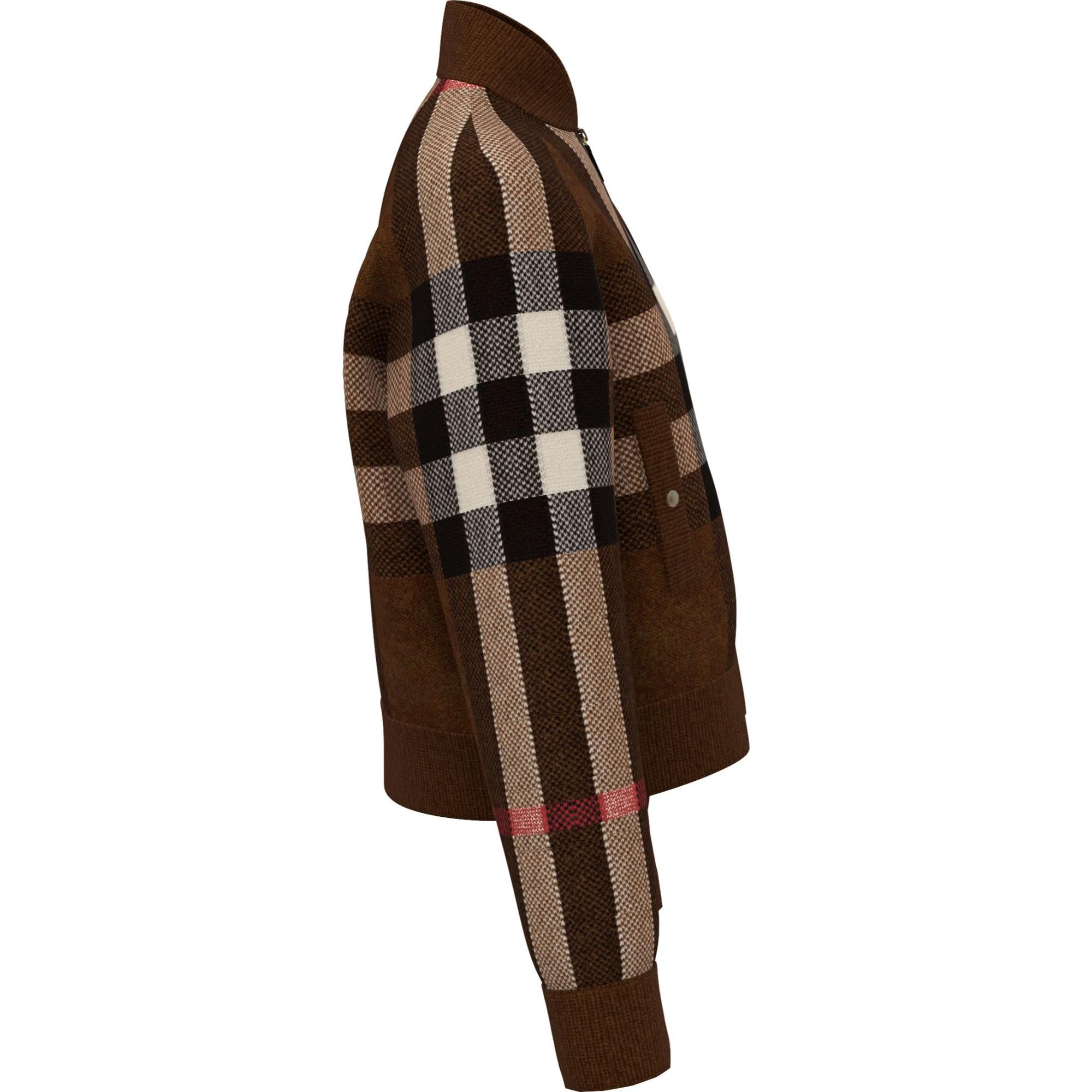 체크 인타르시아 울 캐시미어 보머 재킷