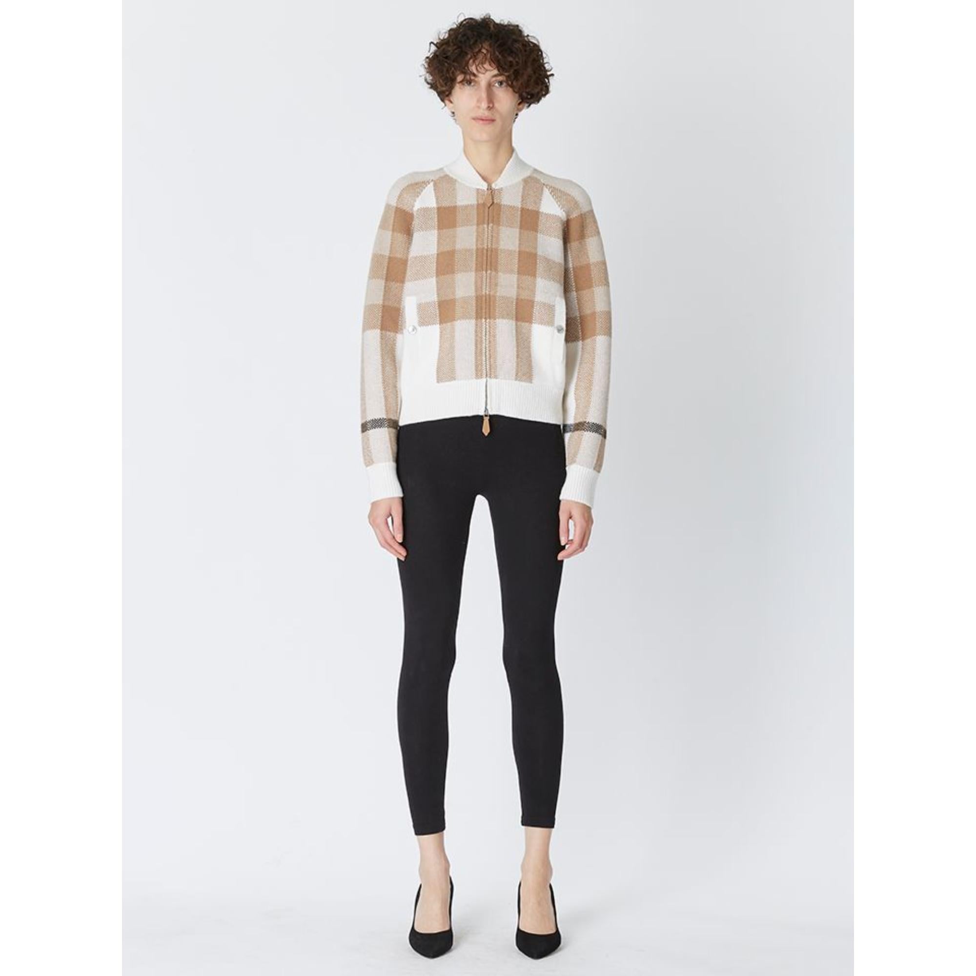 체크 인타르시아 울 캐시미어 보머 재킷