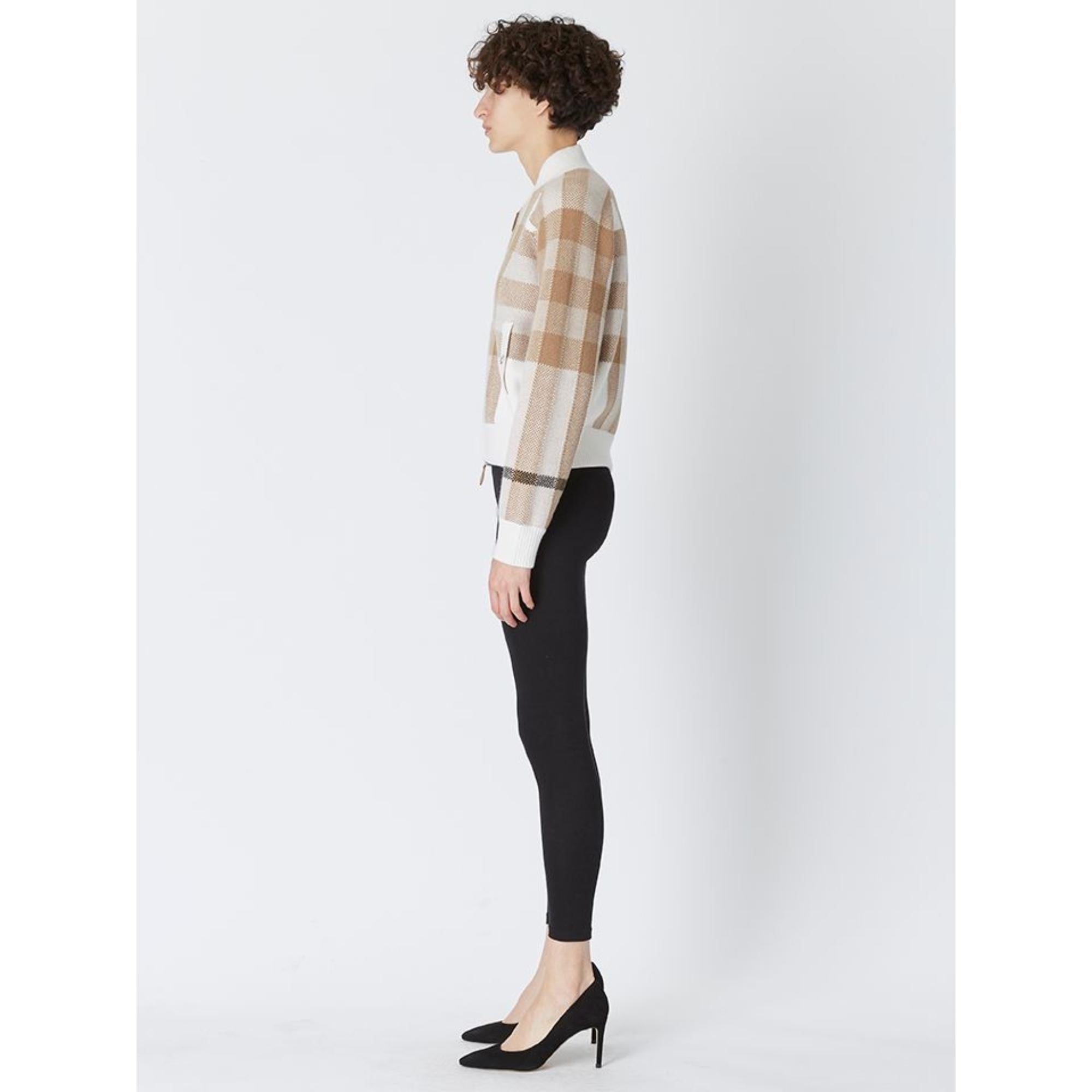 체크 인타르시아 울 캐시미어 보머 재킷