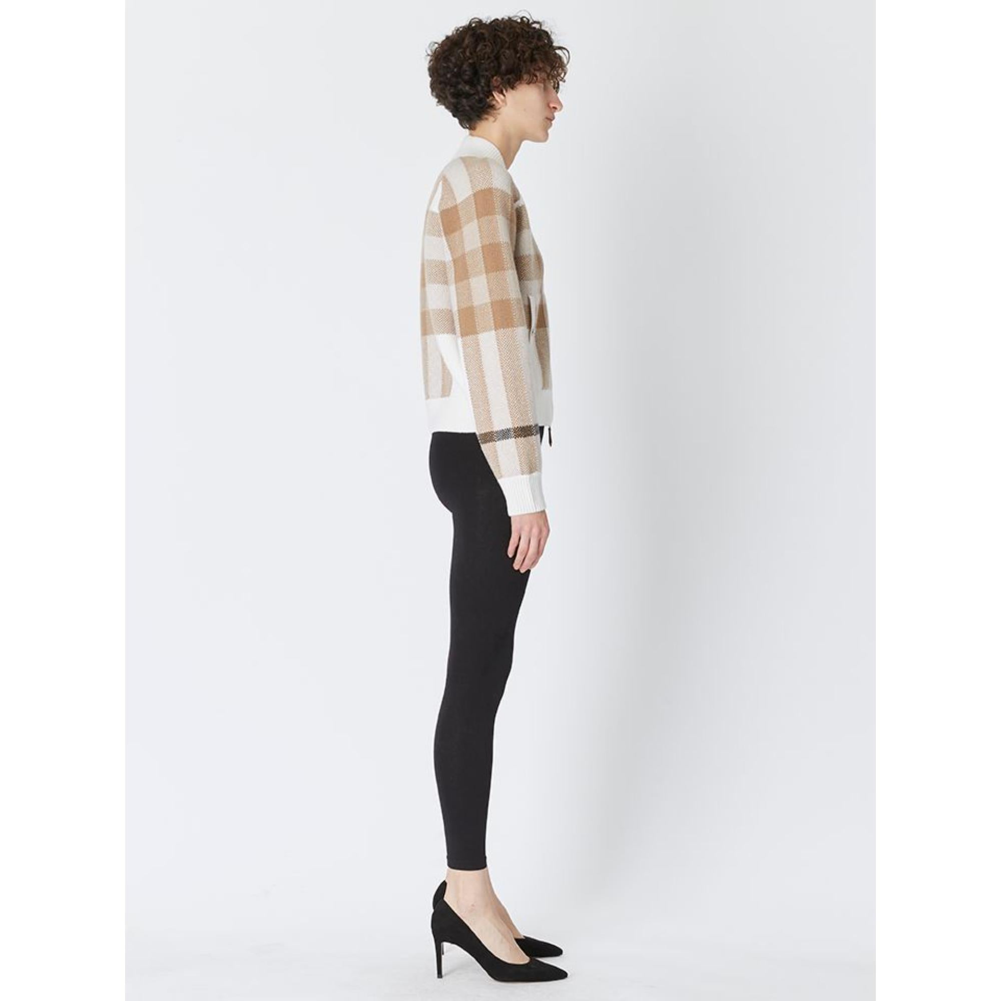 체크 인타르시아 울 캐시미어 보머 재킷