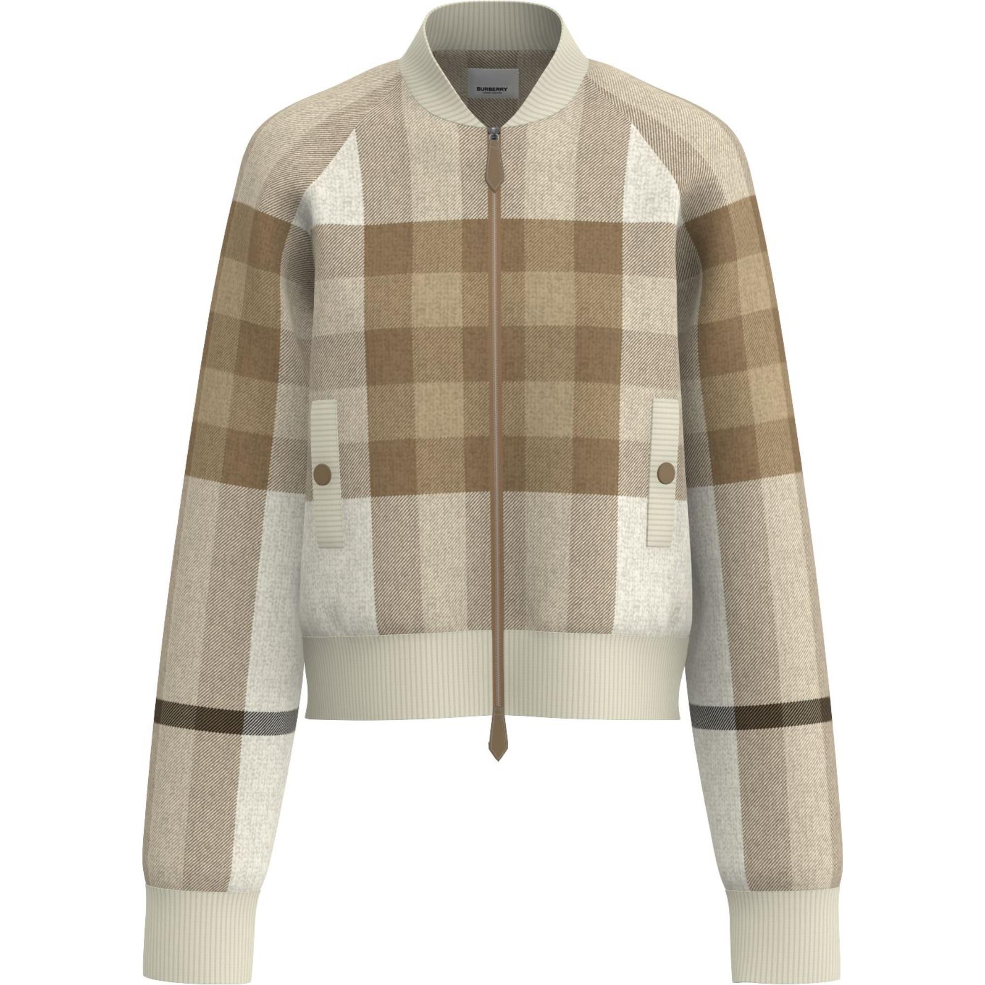 체크 인타르시아 울 캐시미어 보머 재킷