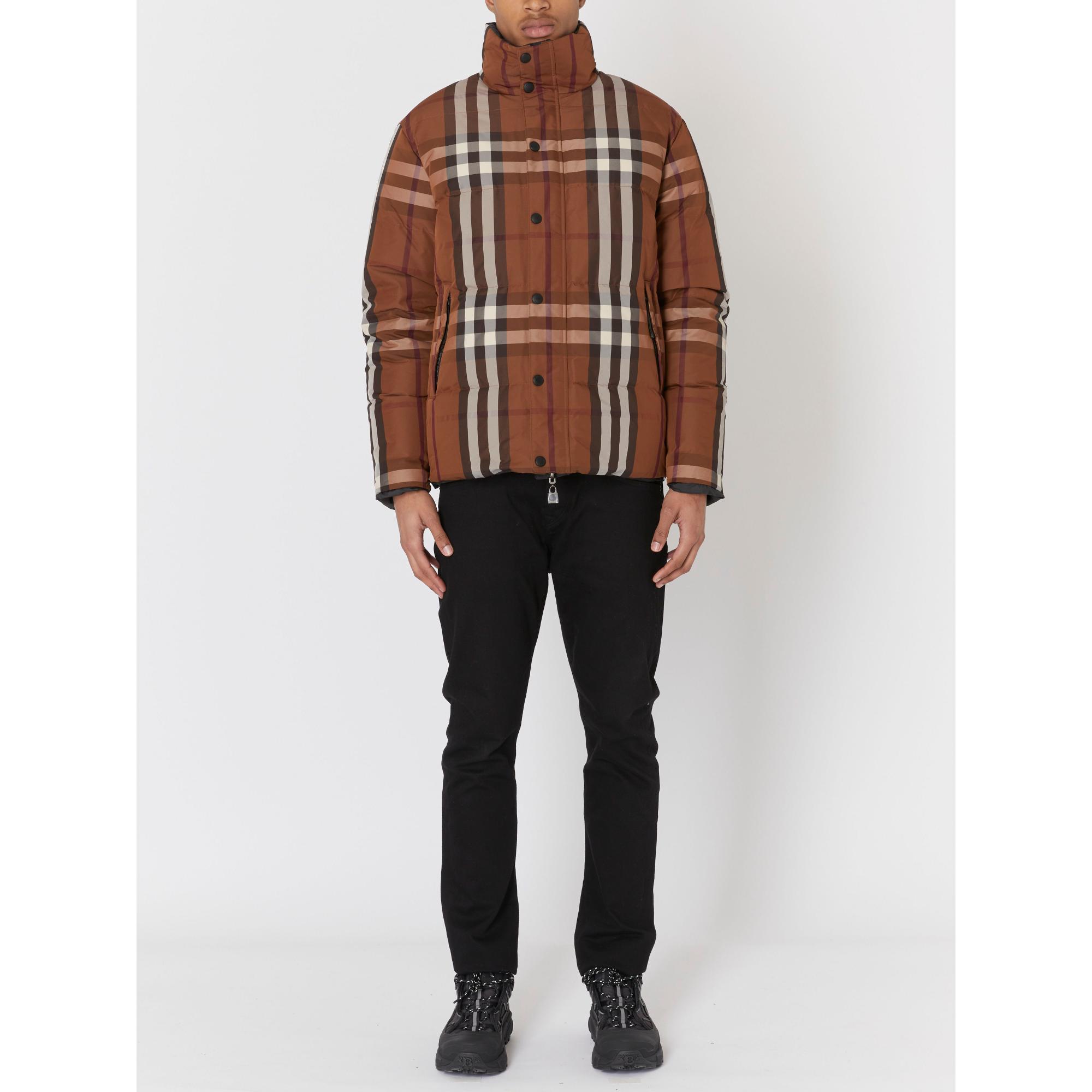팩어웨이 후드 체크 나일론 리버시블 퍼퍼 재킷