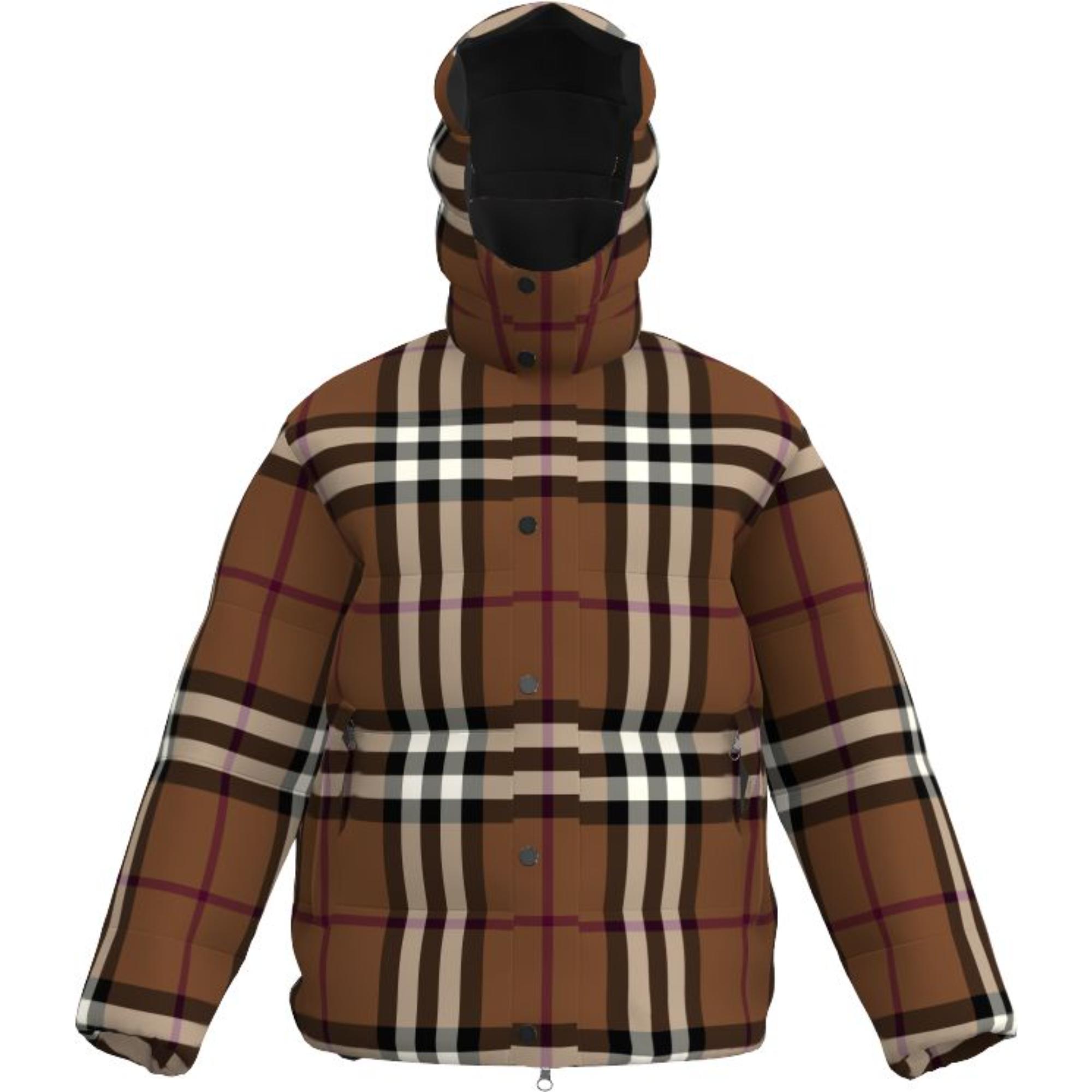 팩어웨이 후드 체크 나일론 리버시블 퍼퍼 재킷