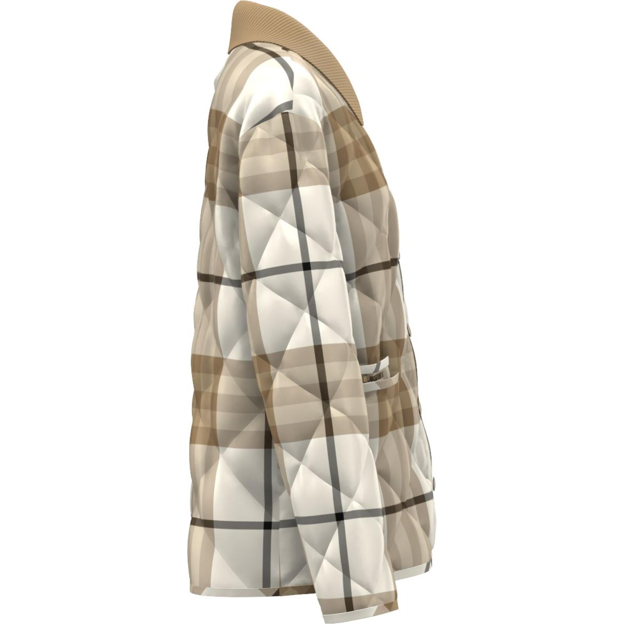 코듀로이 칼라 다이아몬드 퀼팅 울 반 재킷