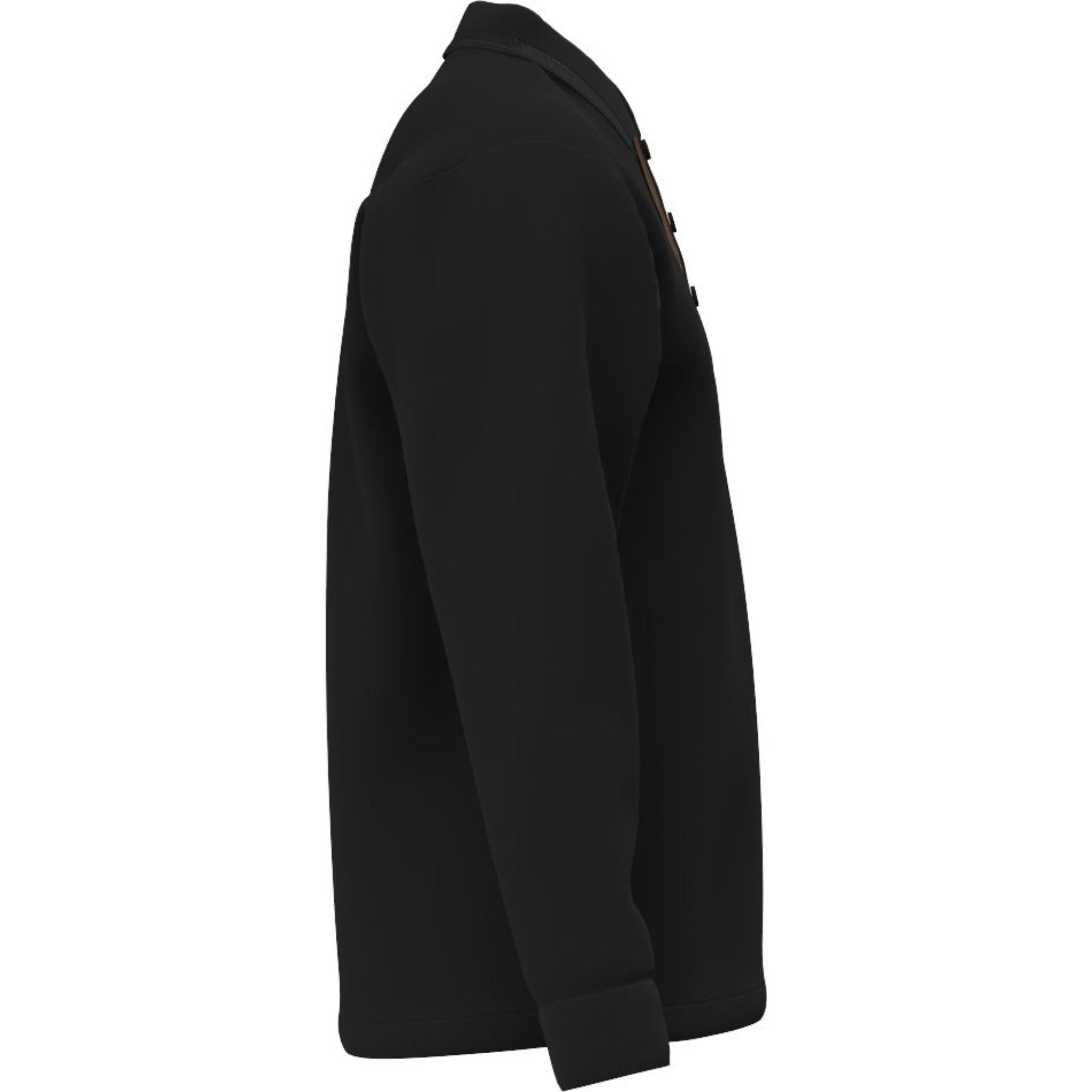 롱 슬리브 모노그램 모티프 코튼 폴로셔츠