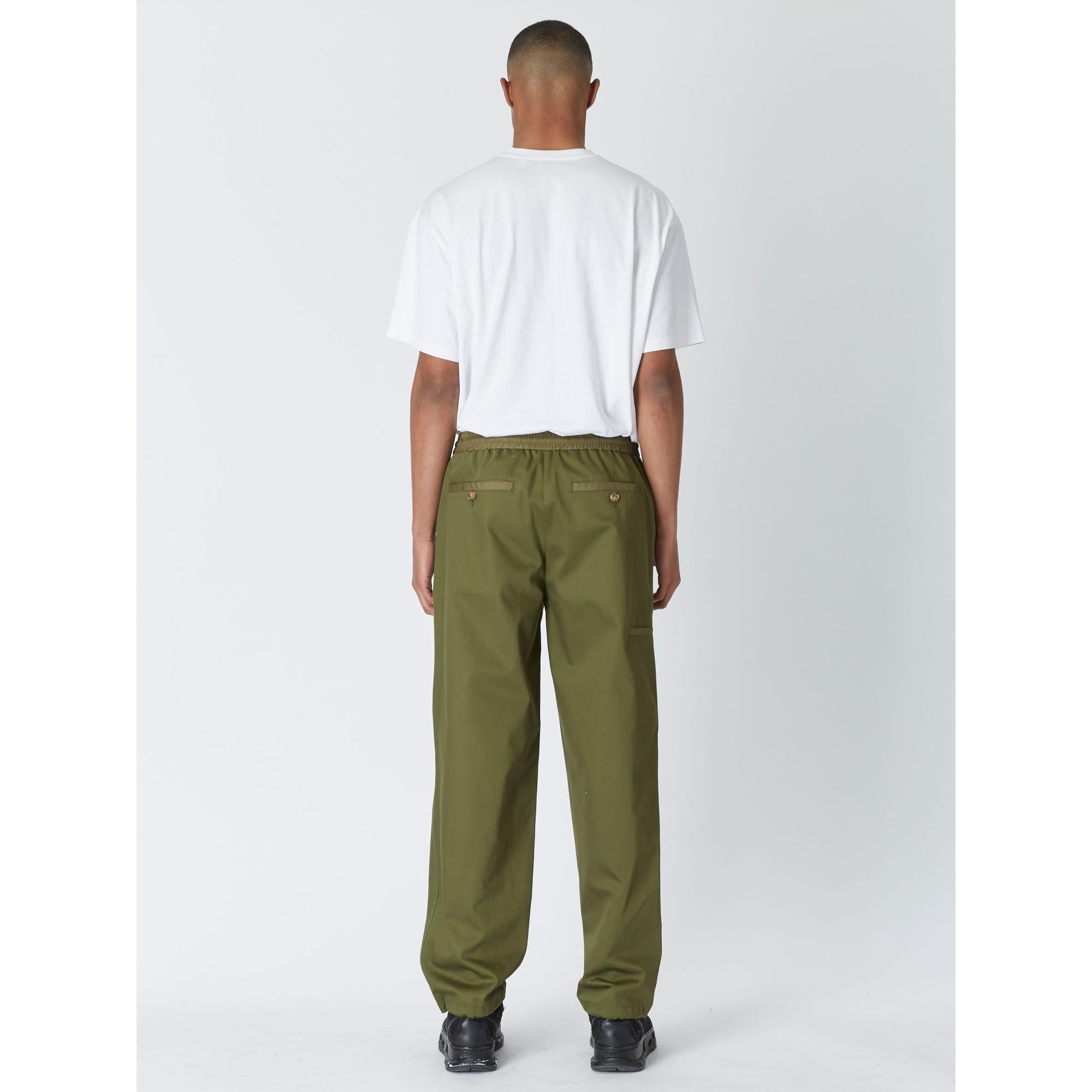 컨트라스트 트리밍 코튼 트윌 팬츠