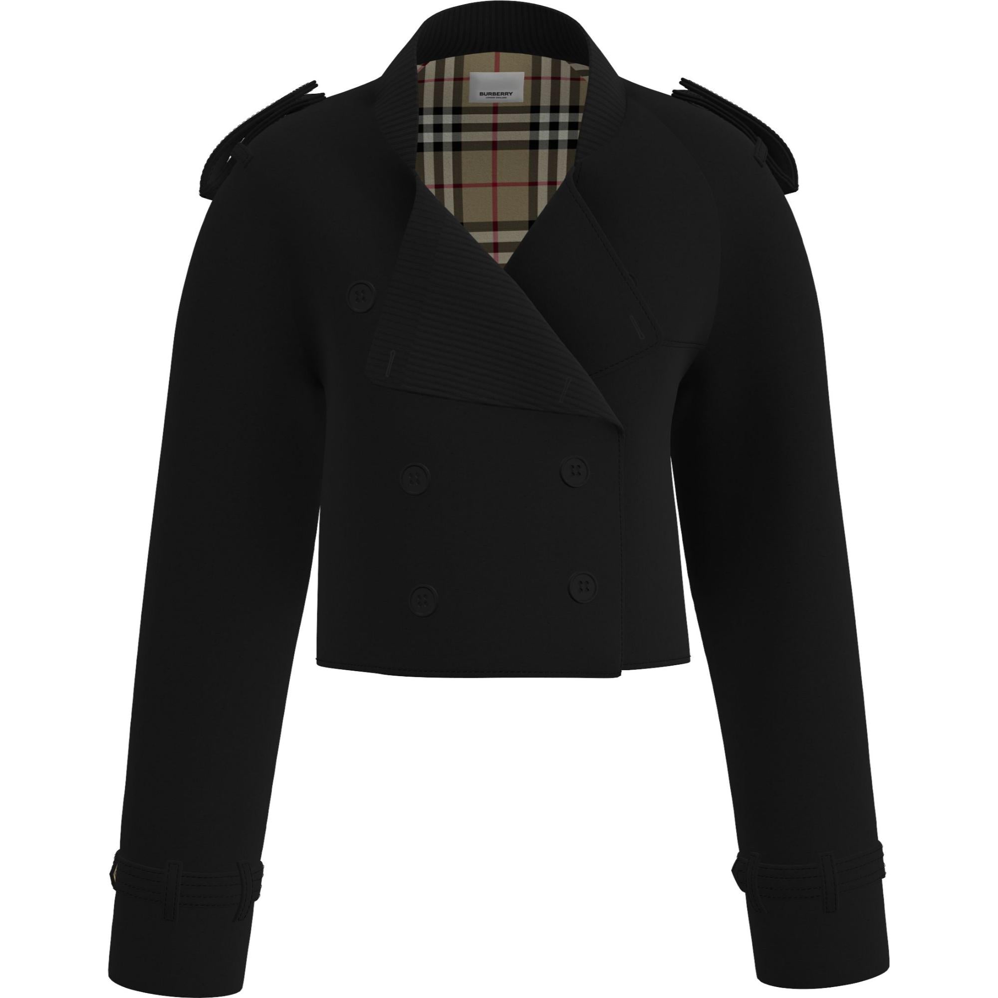 코튼 개버딘 크롭 트렌치코트