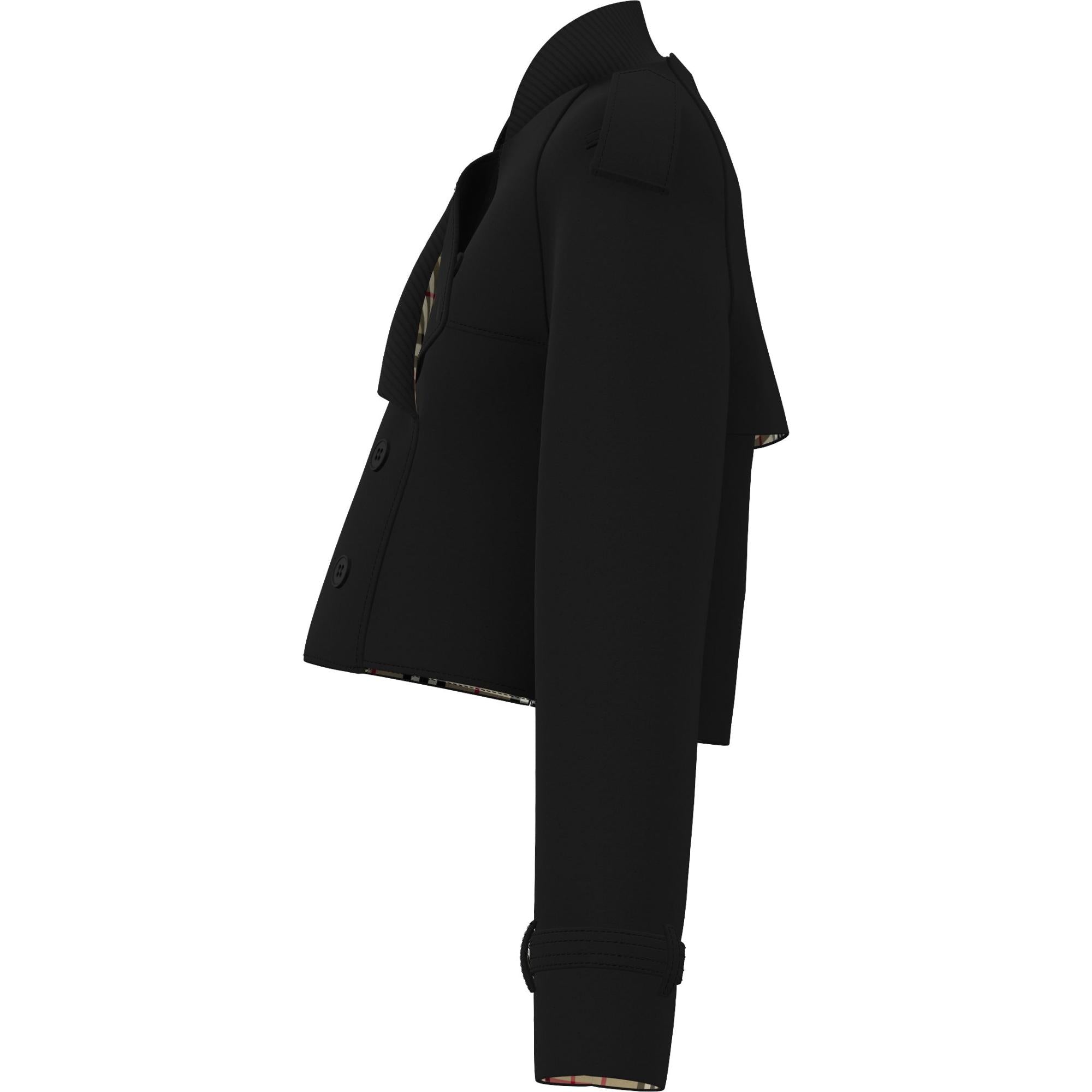 코튼 개버딘 크롭 트렌치코트