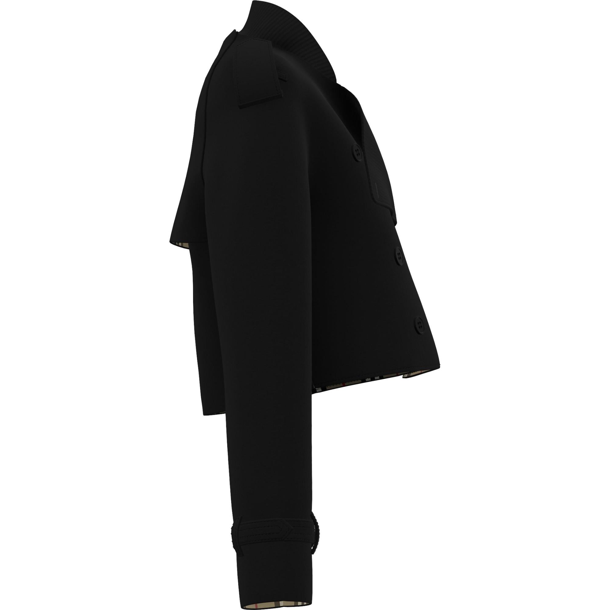 코튼 개버딘 크롭 트렌치코트