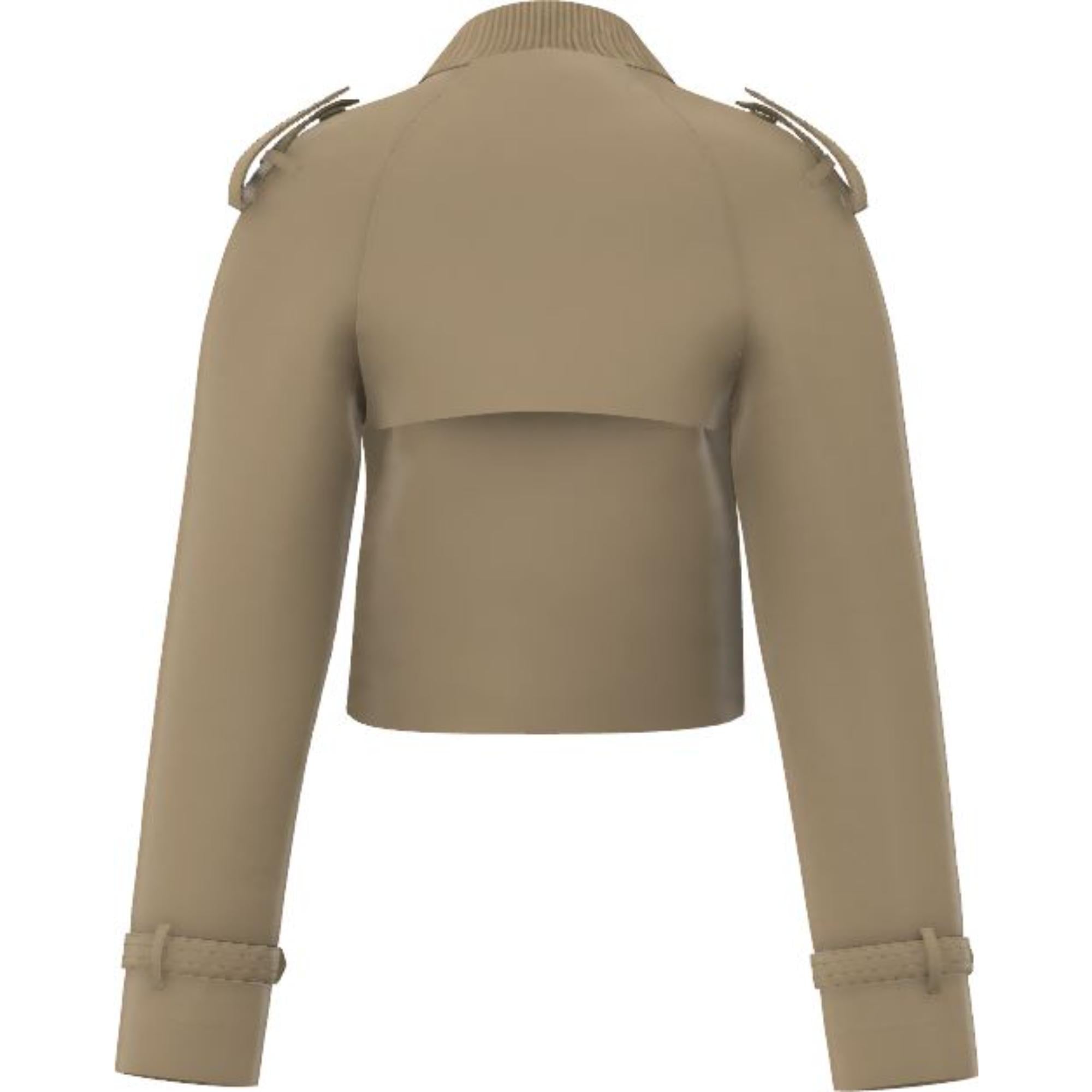 코튼 개버딘 크롭 트렌치코트