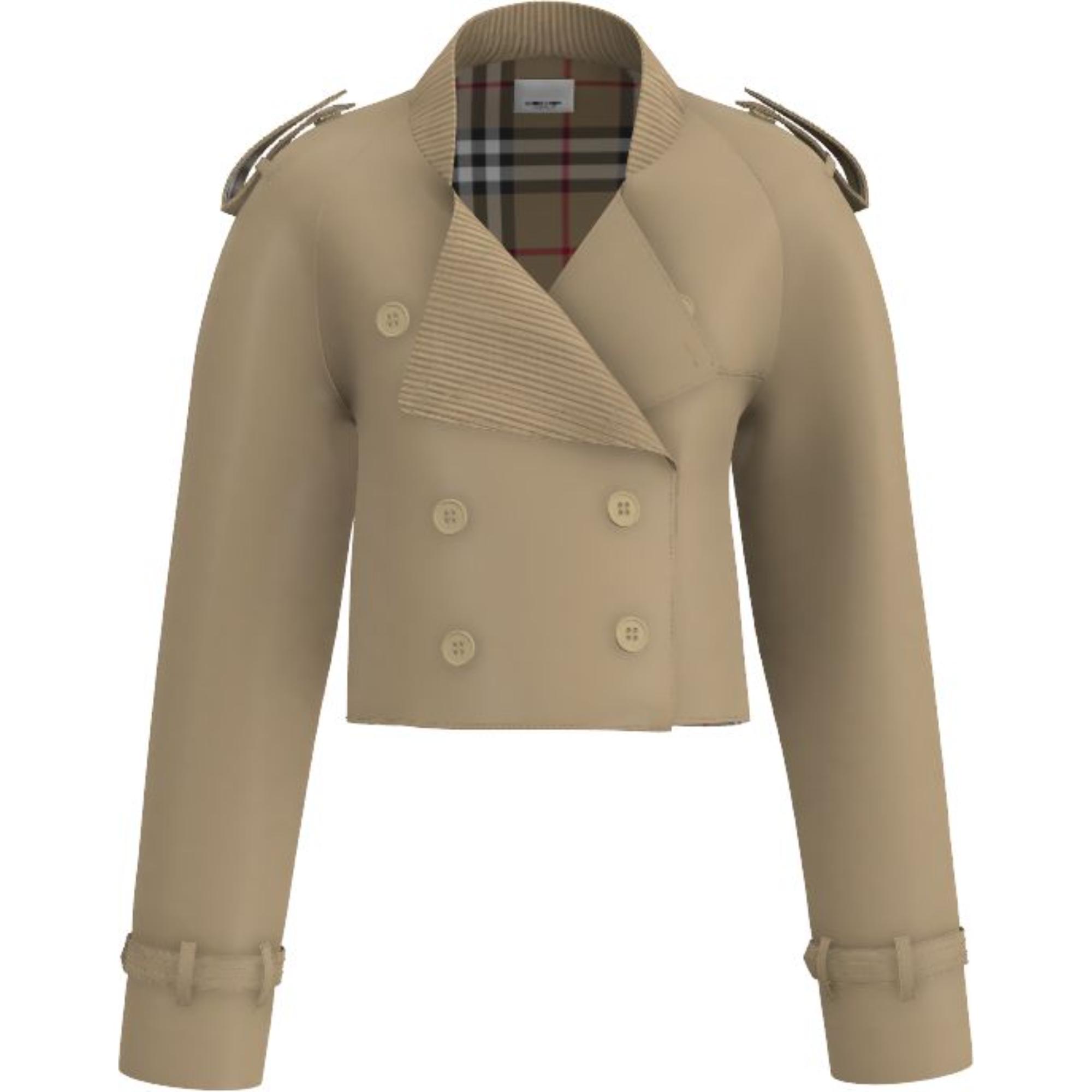 코튼 개버딘 크롭 트렌치코트