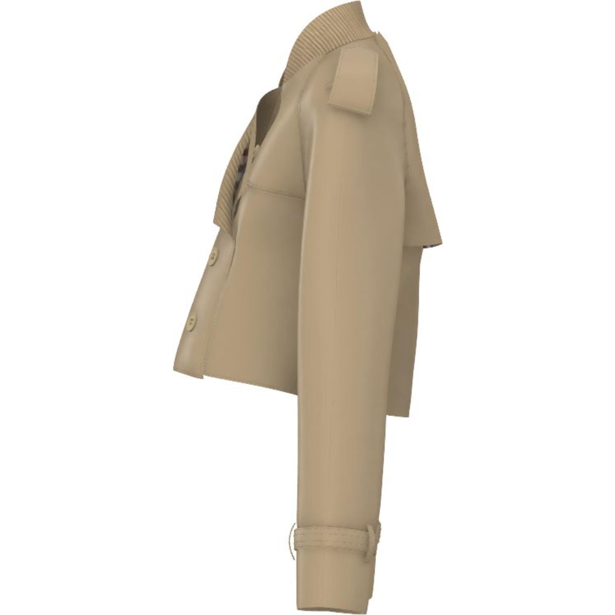 코튼 개버딘 크롭 트렌치코트