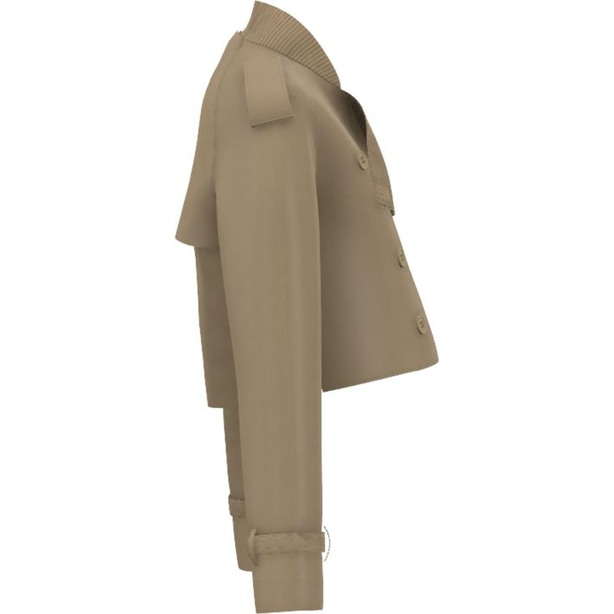 코튼 개버딘 크롭 트렌치코트