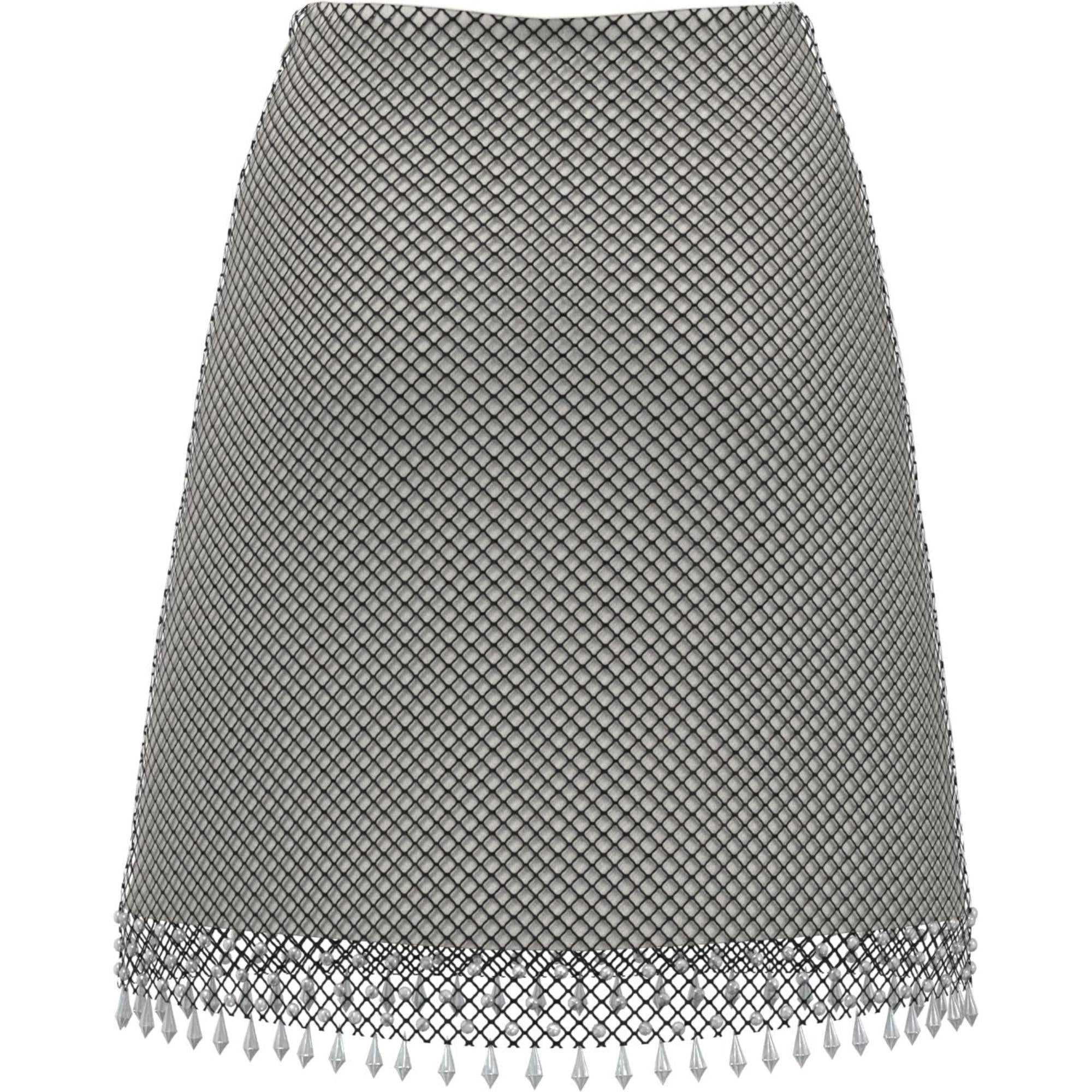 크리스털 임벨리시드 피시넷 미니 스커트