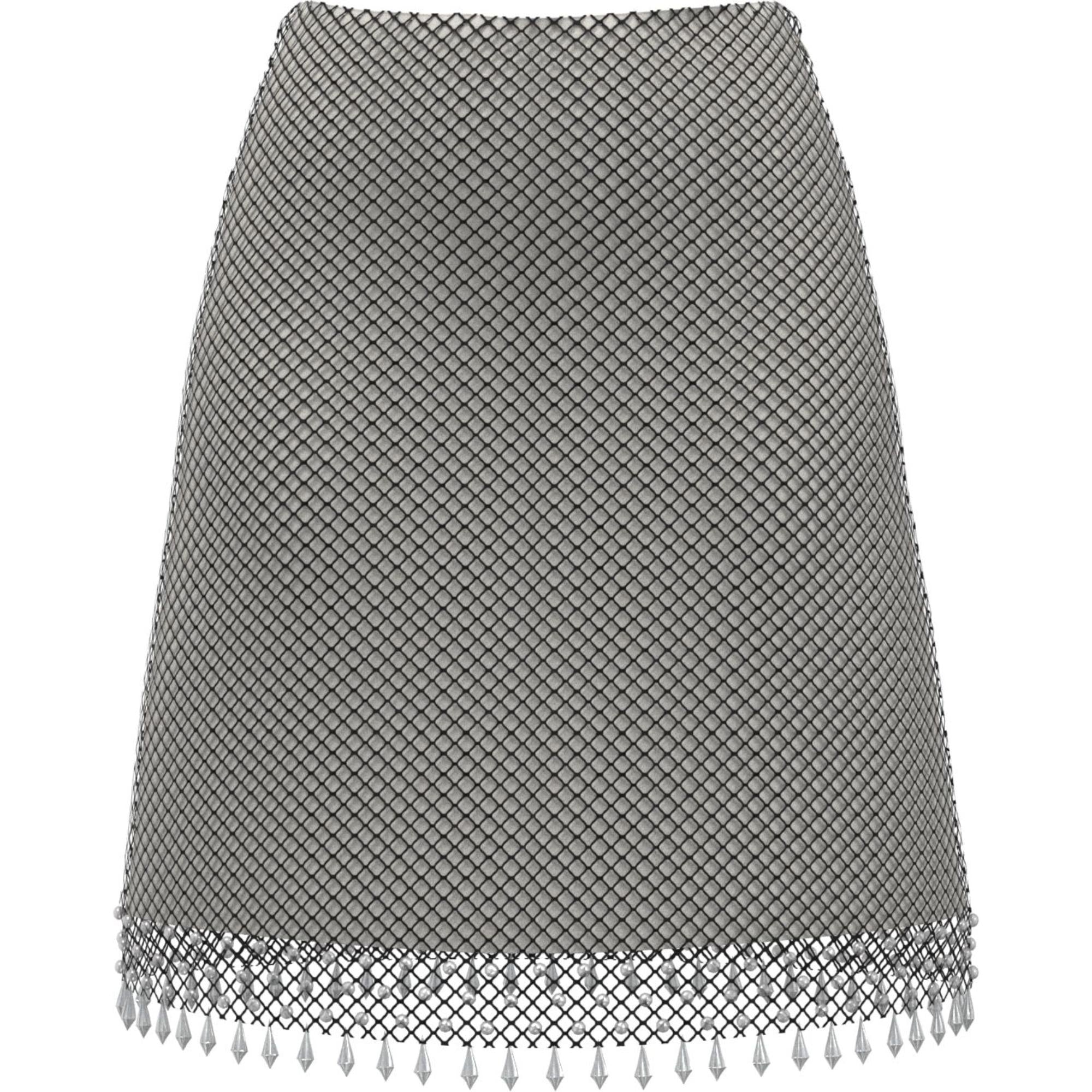 크리스털 임벨리시드 피시넷 미니 스커트